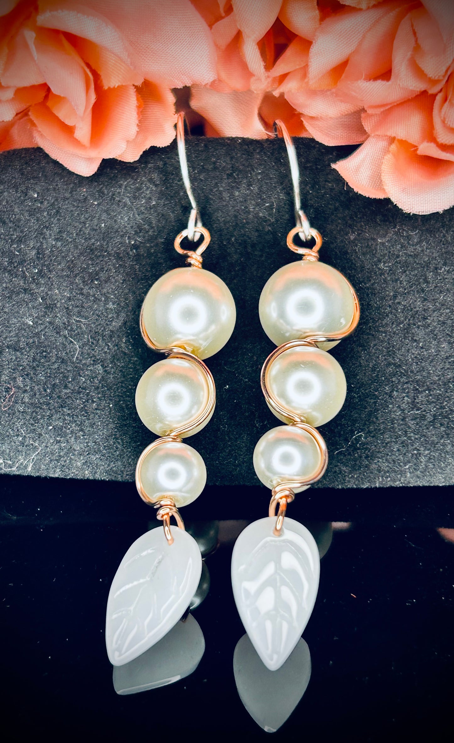 Pearl Leaf Earrings