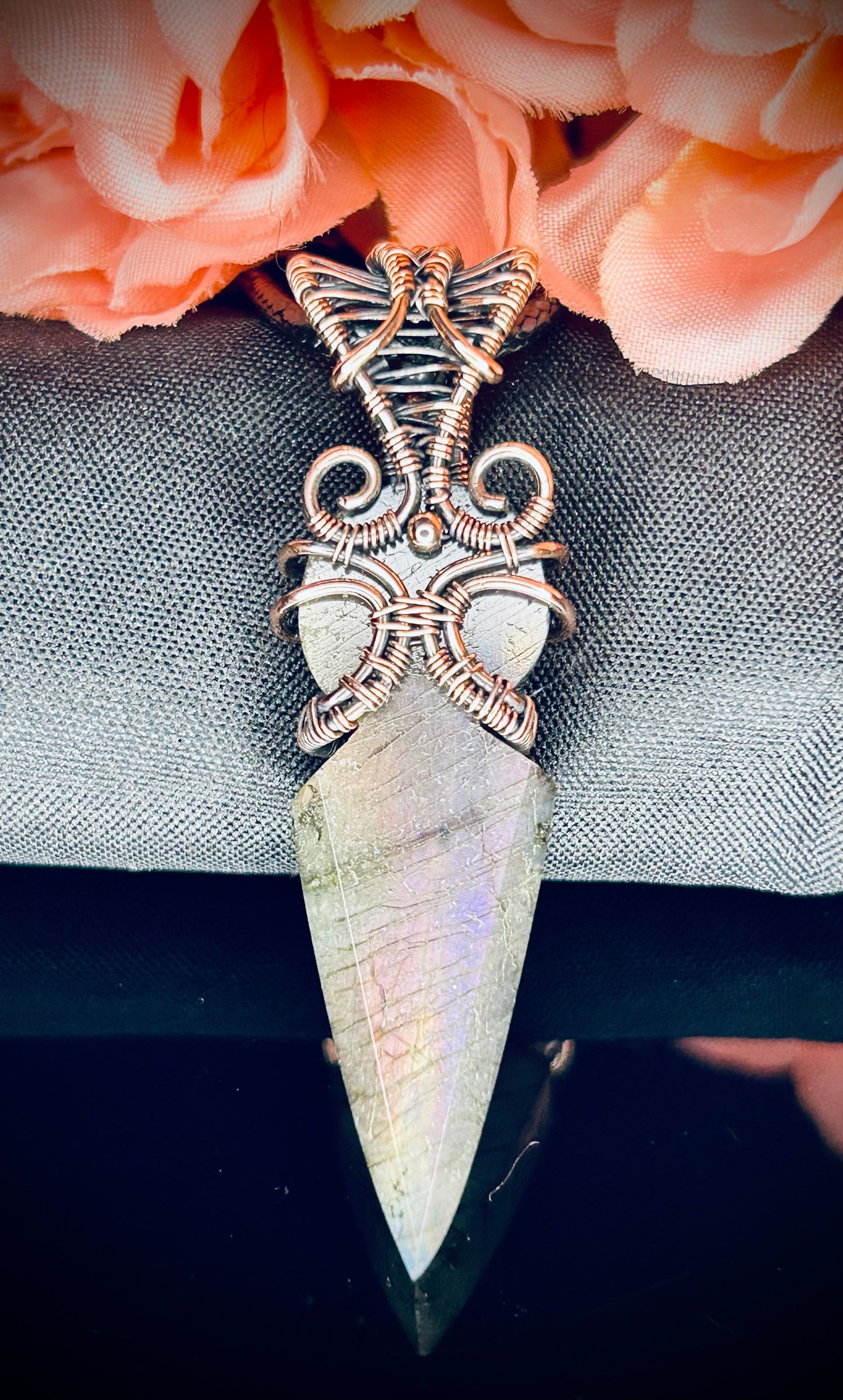 Copper Labradorite Kunai Reversible Pendant