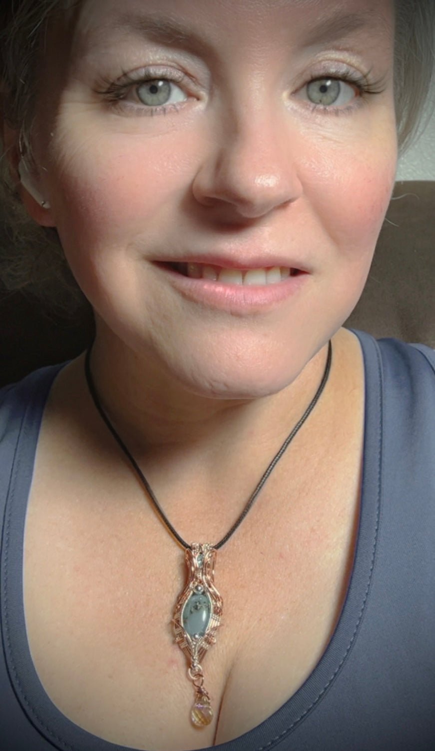 Copper/Silver Persian Turquoise & Apatite Pendant