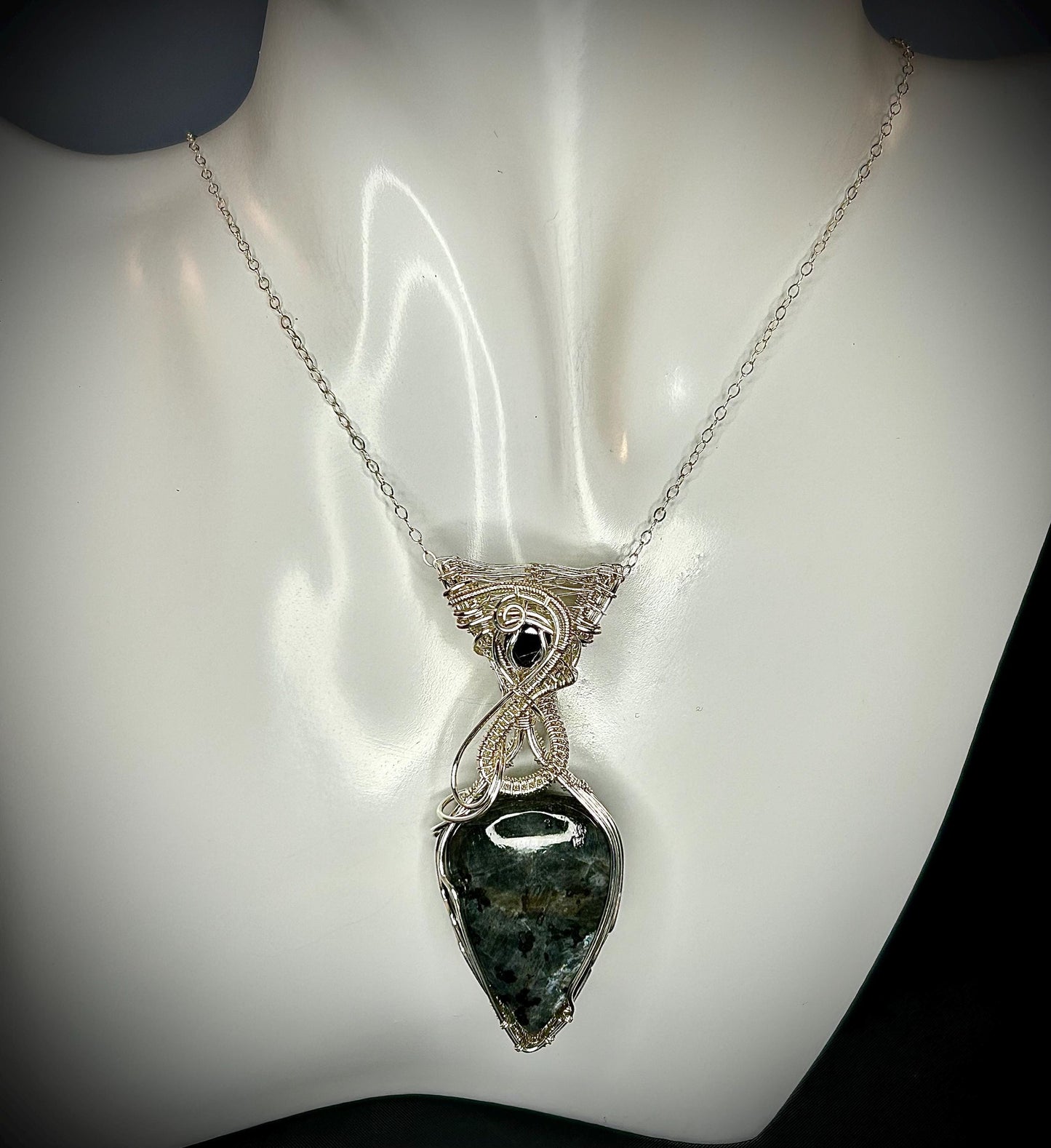 Silver Larvikite Pendant
