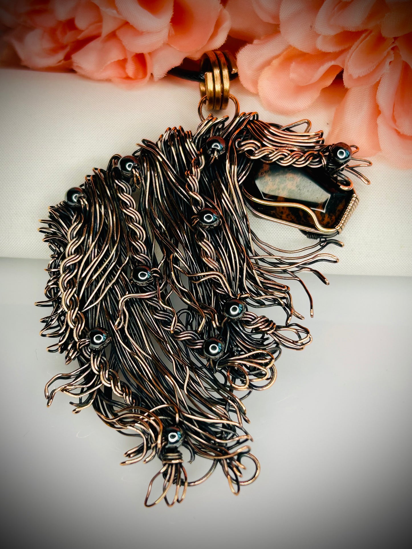 Mahogany Obsidian Horse Pendant