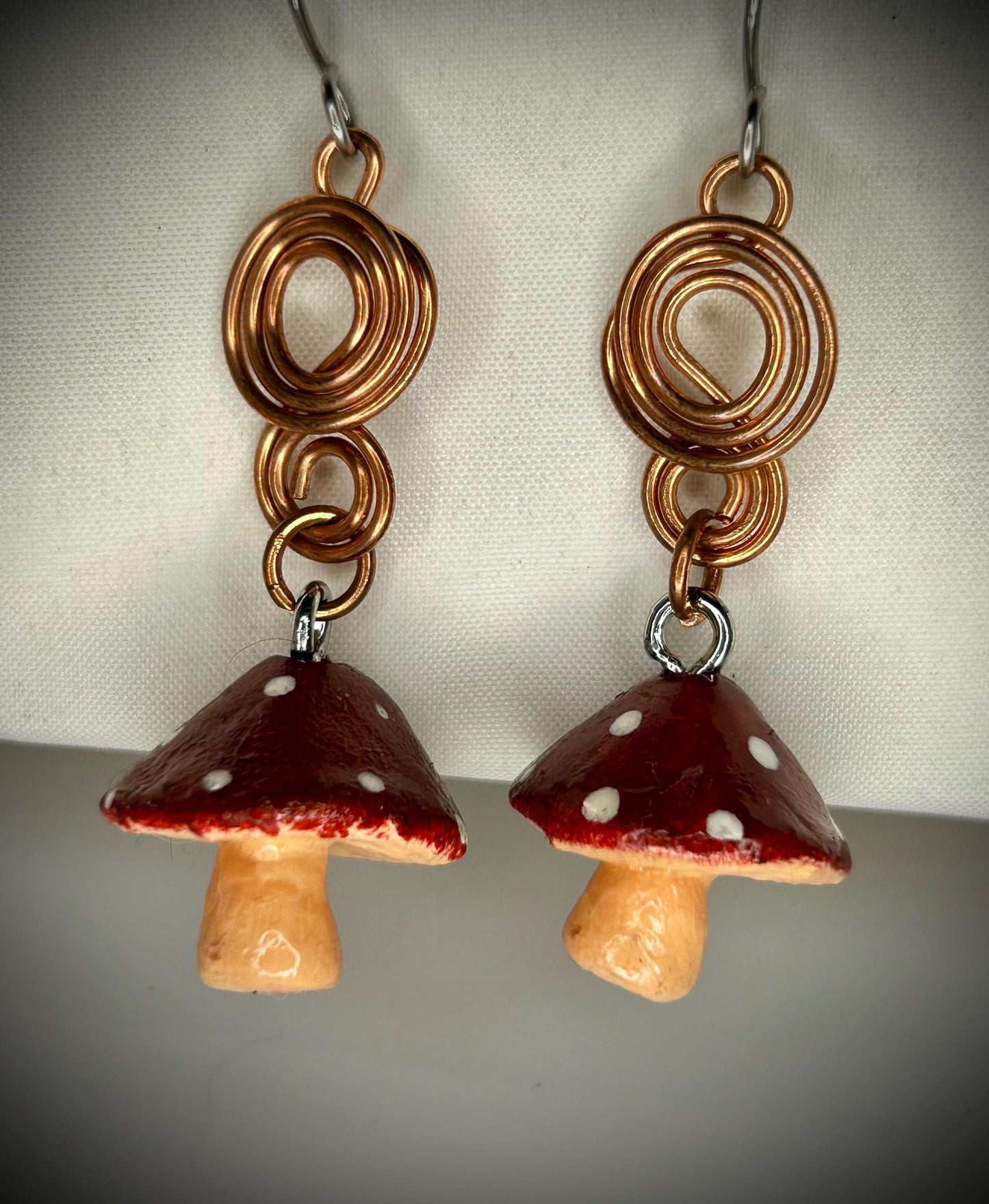 Copper Mushroom Earrings