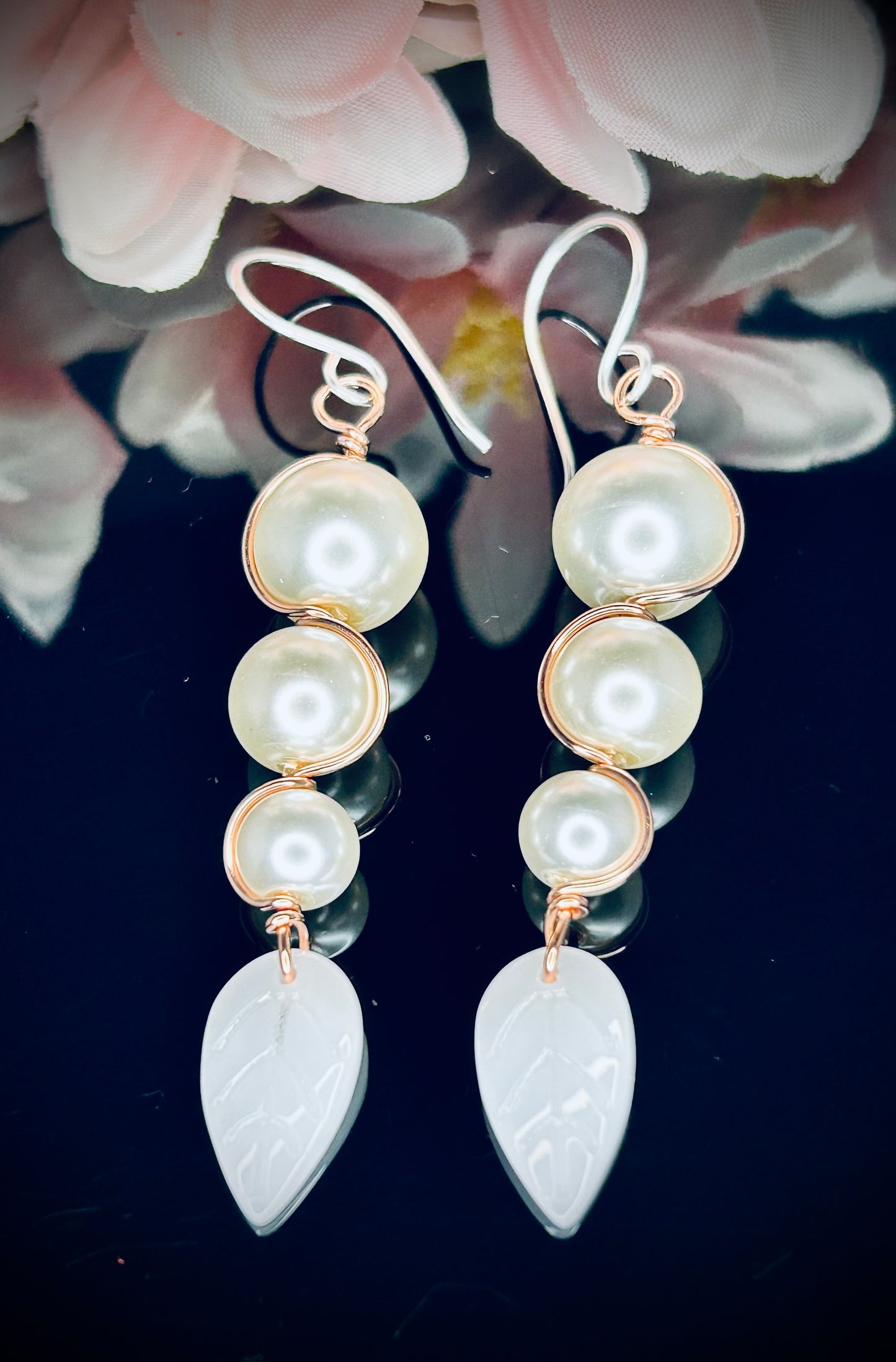 Pearl Leaf Earrings