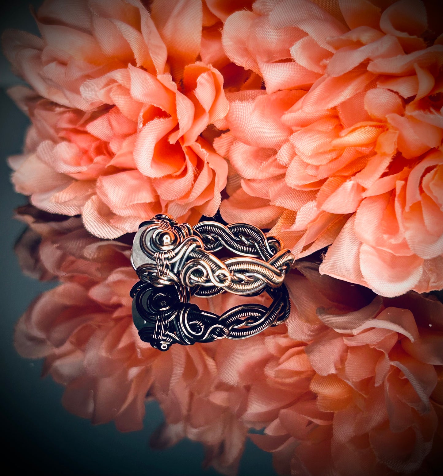 Copper Rainbow Moonstone Ring size 8