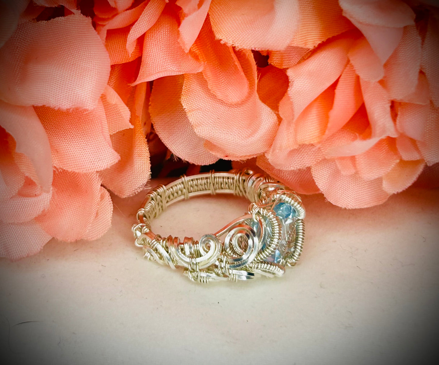 Silver Sky Blue Topaz Ring size 7
