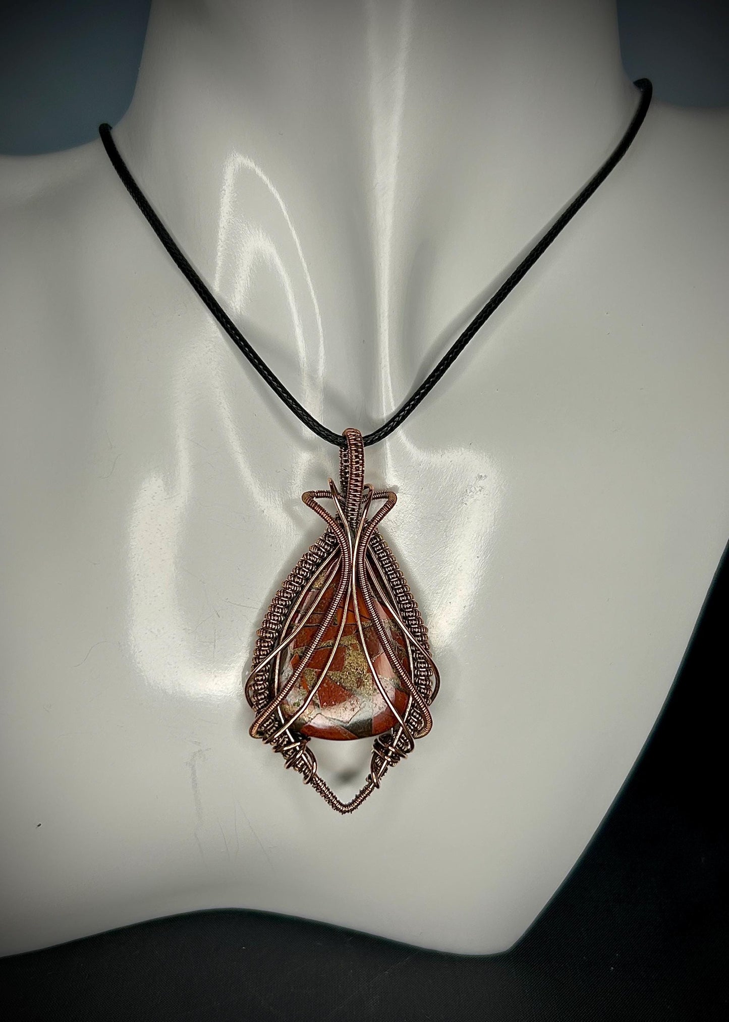 Copper and Red Jasper Pendant