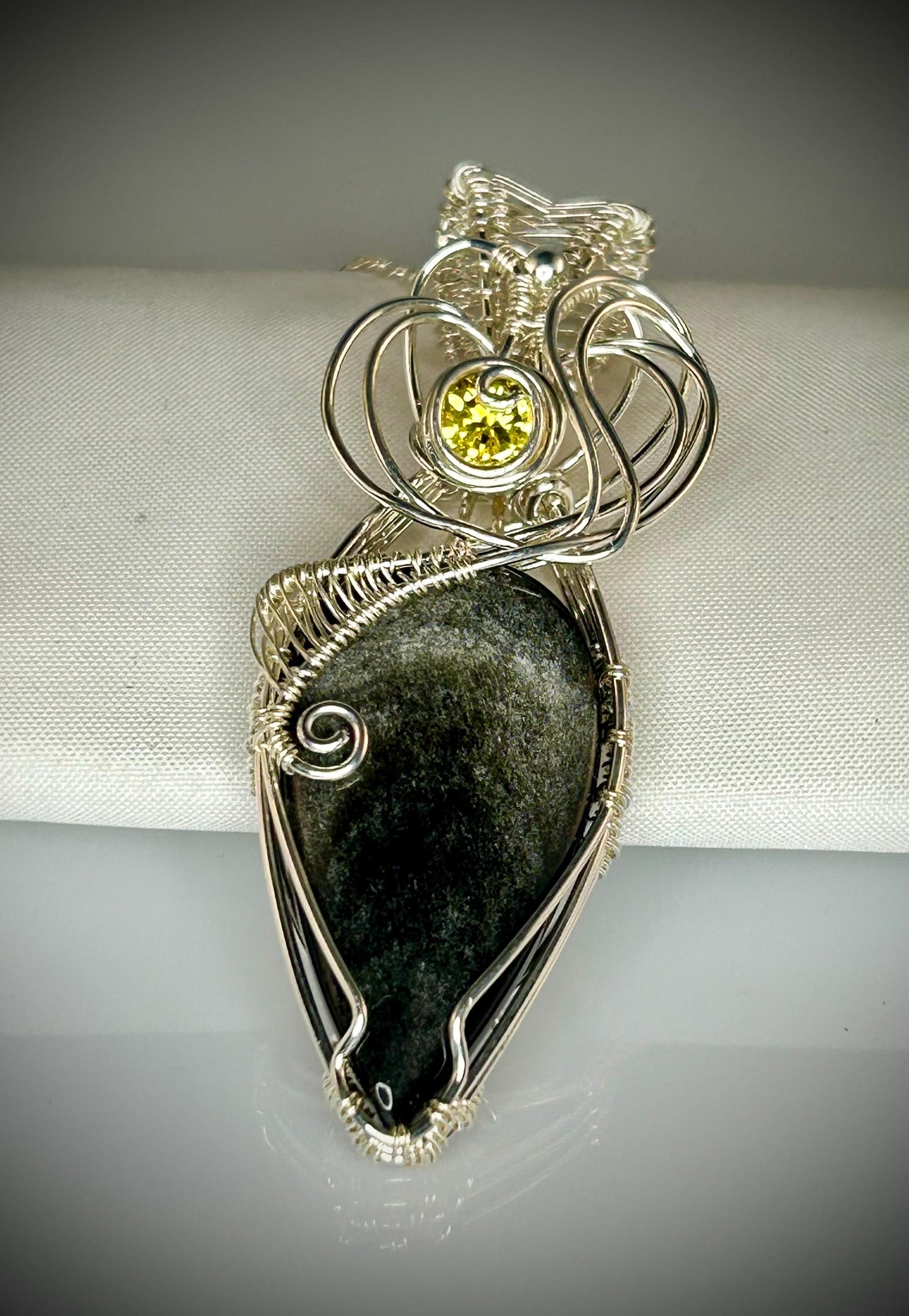 Silver Sheen Obsidian Pendant