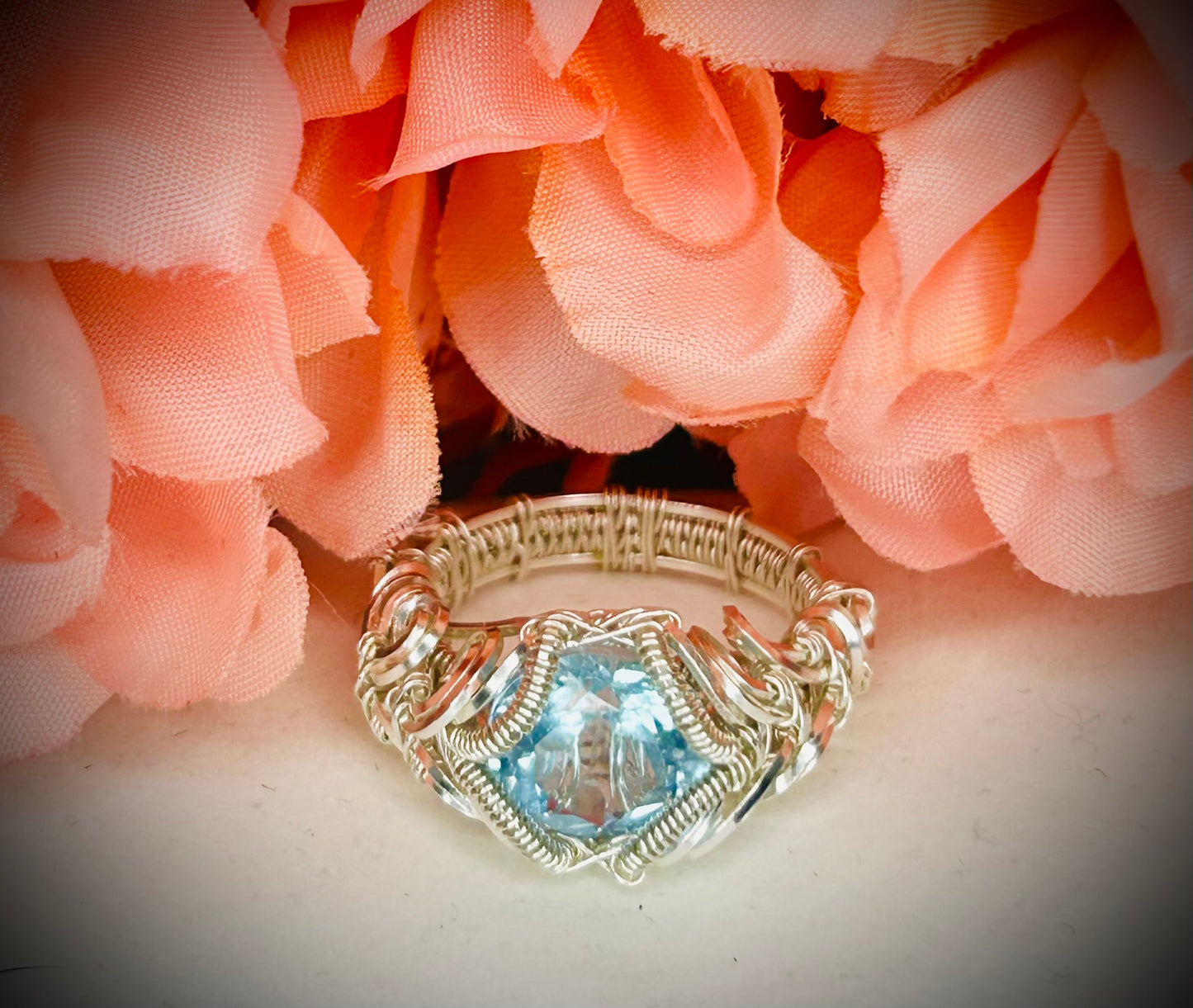 Silver Sky Blue Topaz Ring size 7