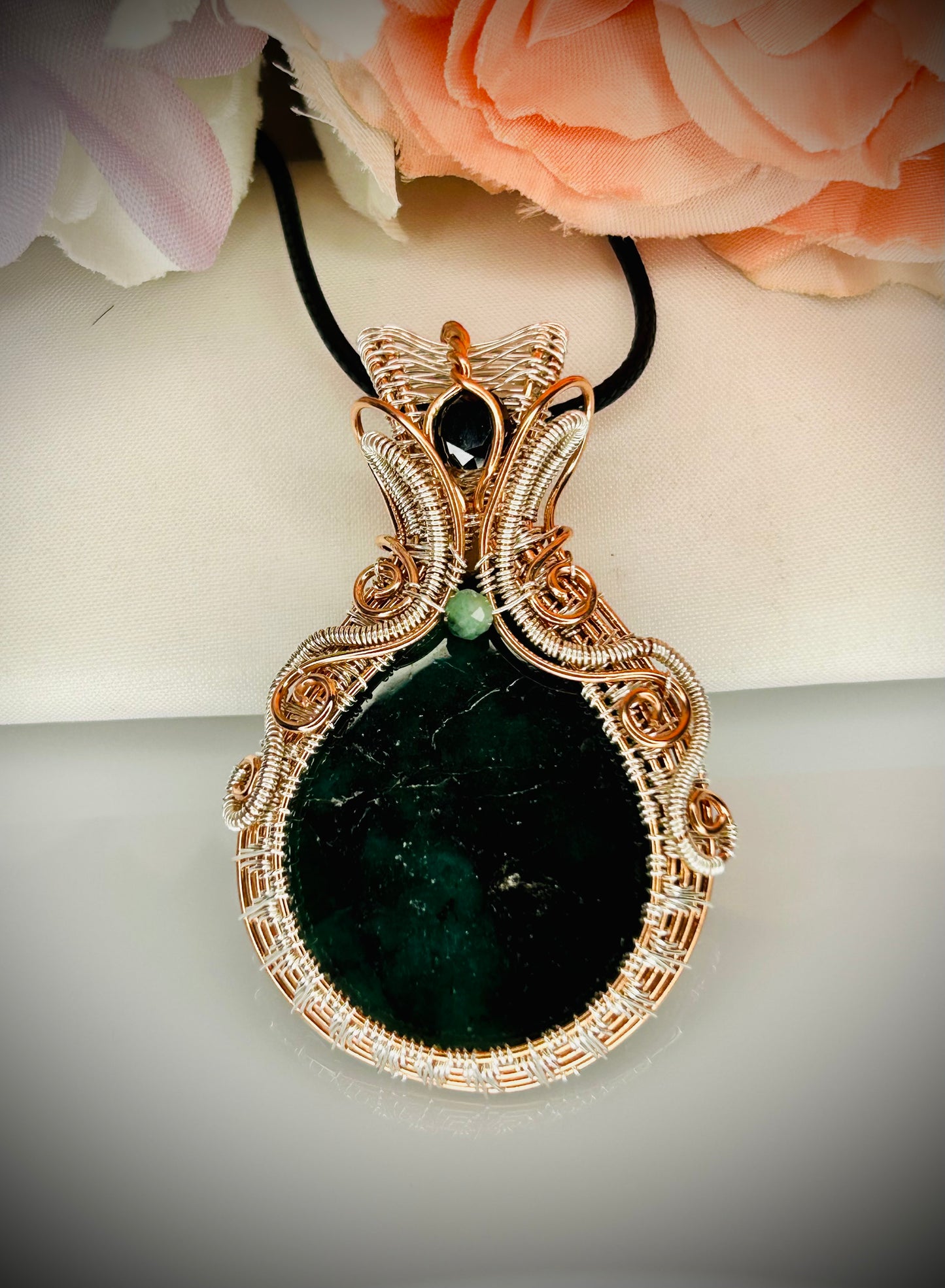 Copper/Sterling Silver Emerald Pendant