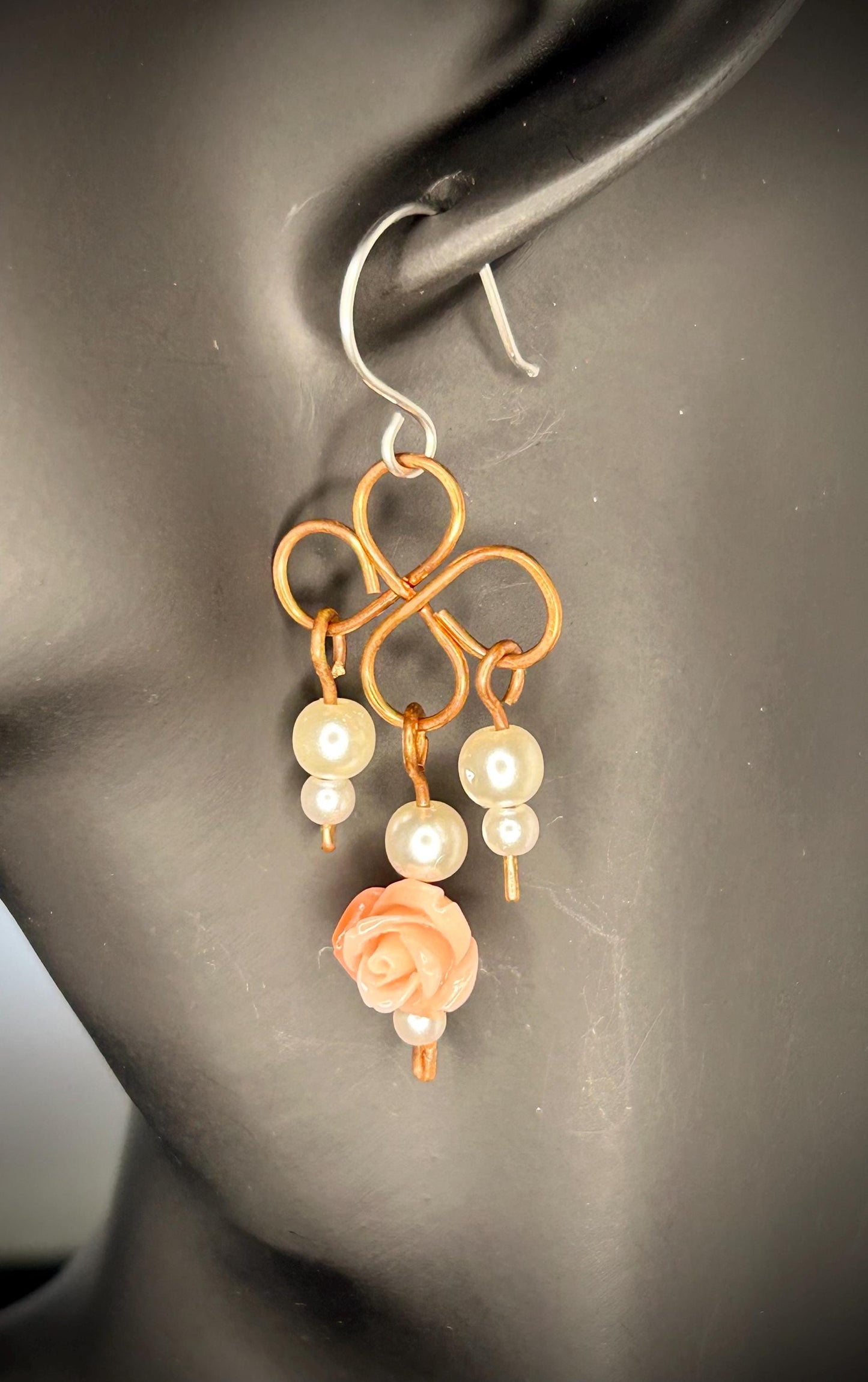 Copper Clover Rose Earrings