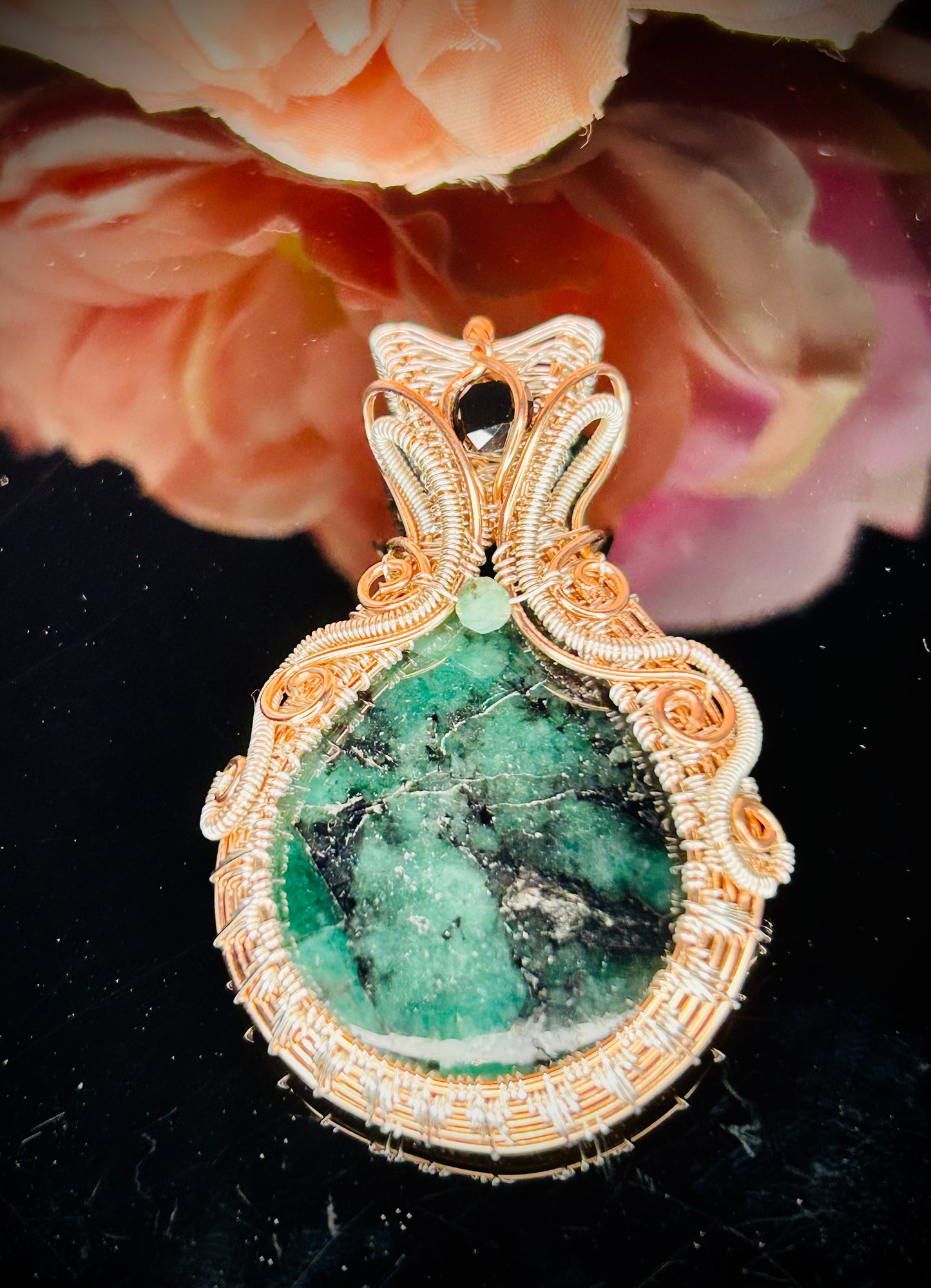 Copper/Sterling Silver Emerald Pendant