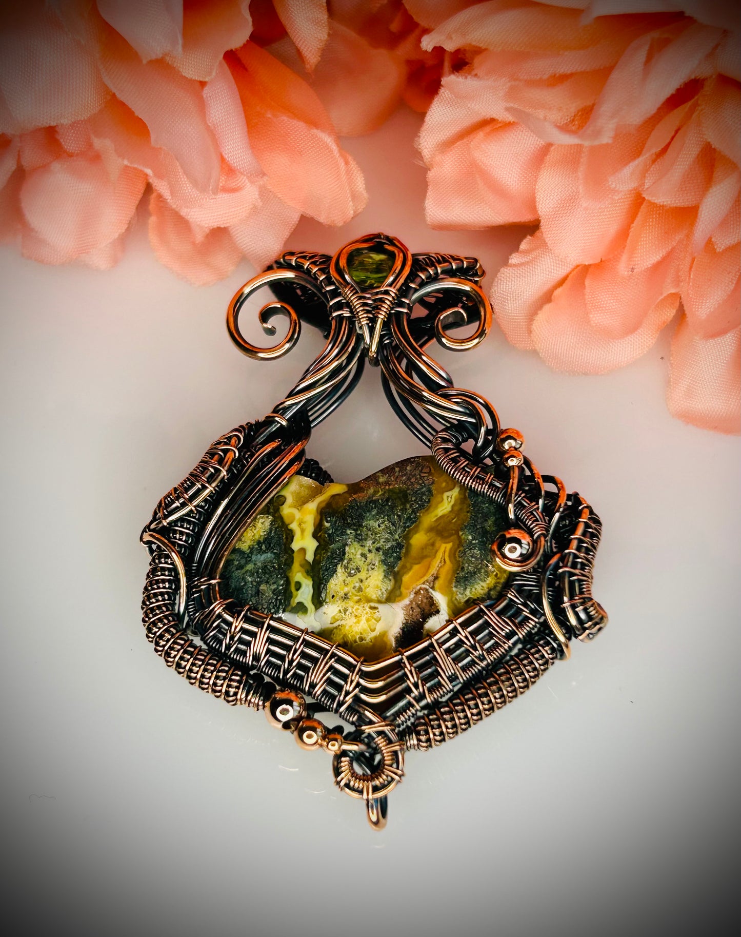 Marcasite Heart & Peridot Pendant