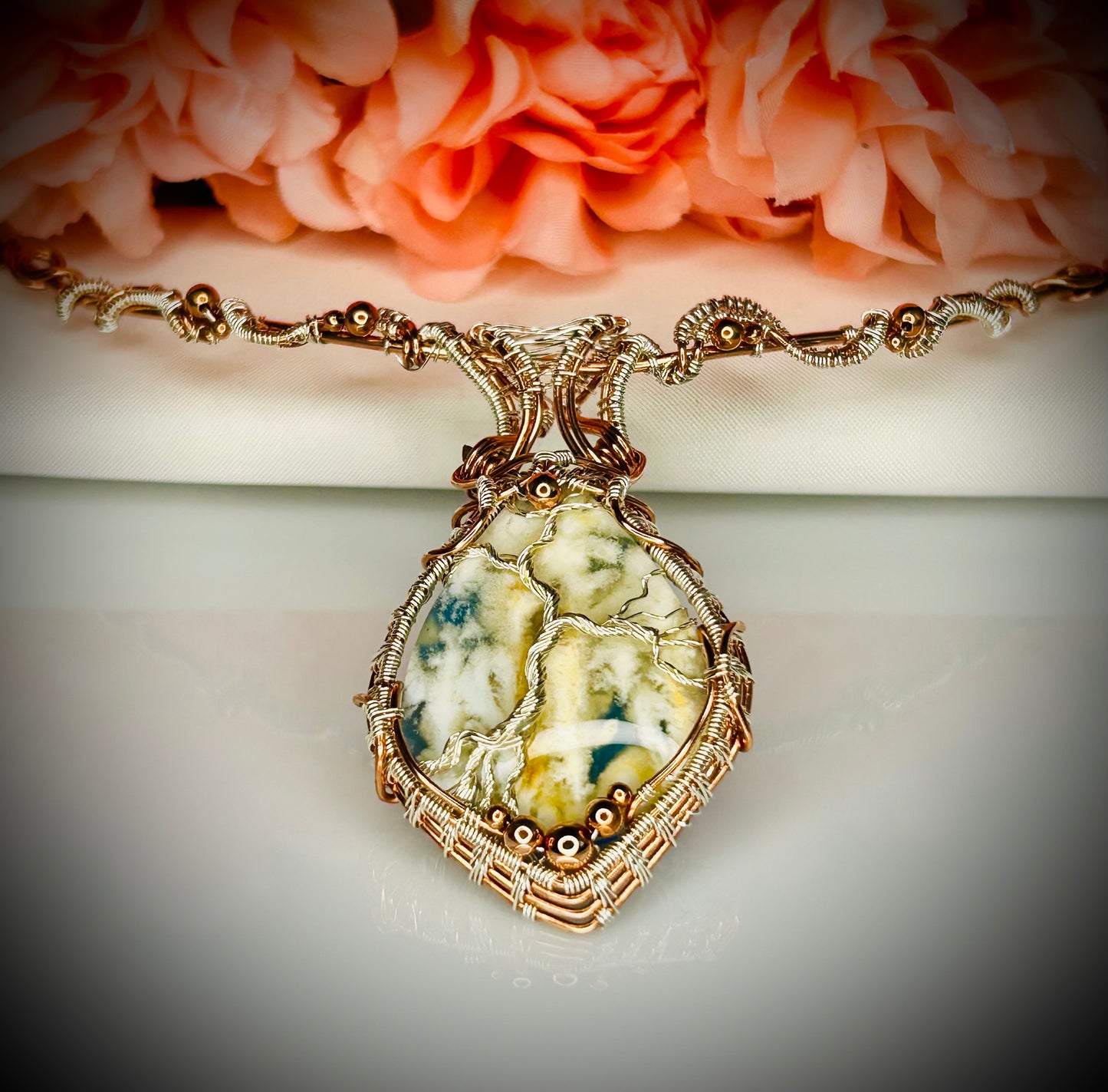 Plume Agate Doublet Tree of Life Choker