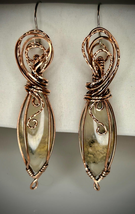 Copper Dendritic Agate Earrings