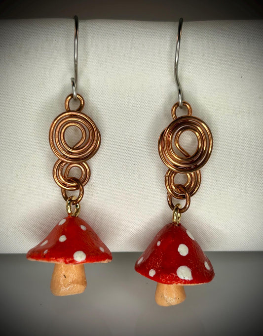 Copper Mushroom Earrings