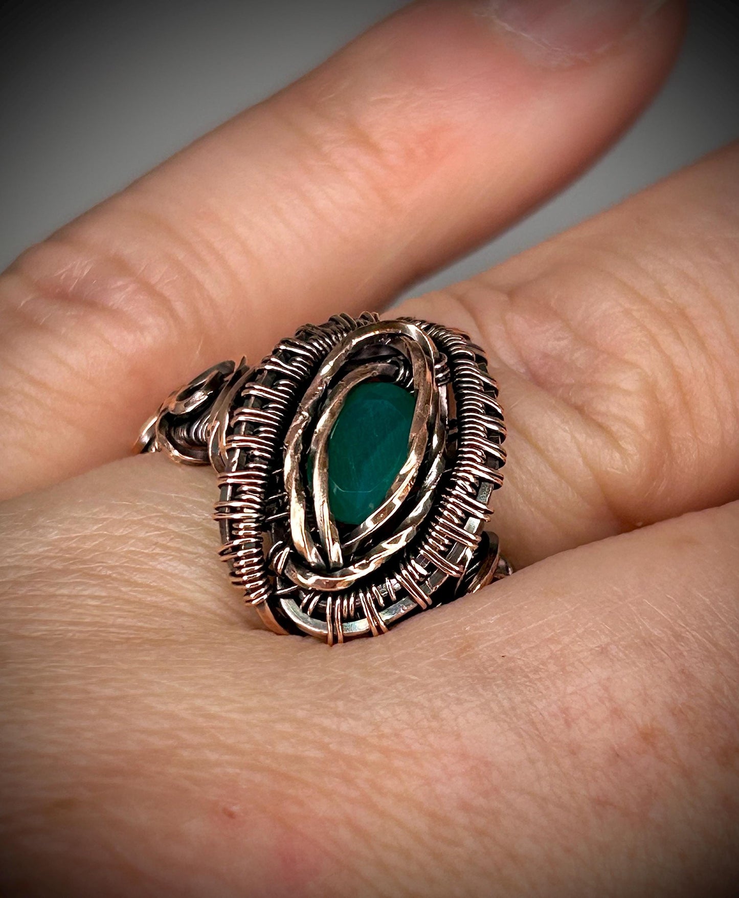 Copper Green Onyx Ring