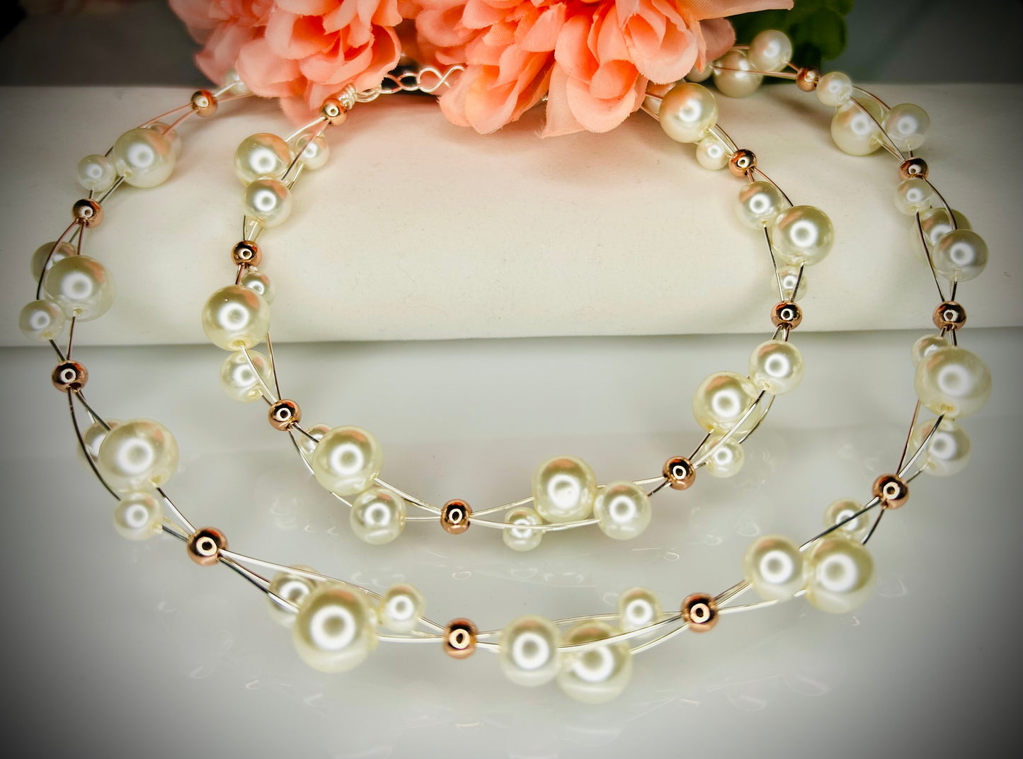 Pearl Choker, Bracelet, & Earring Set