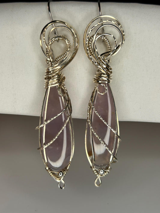 Silver Purple Chalcedony Earrings