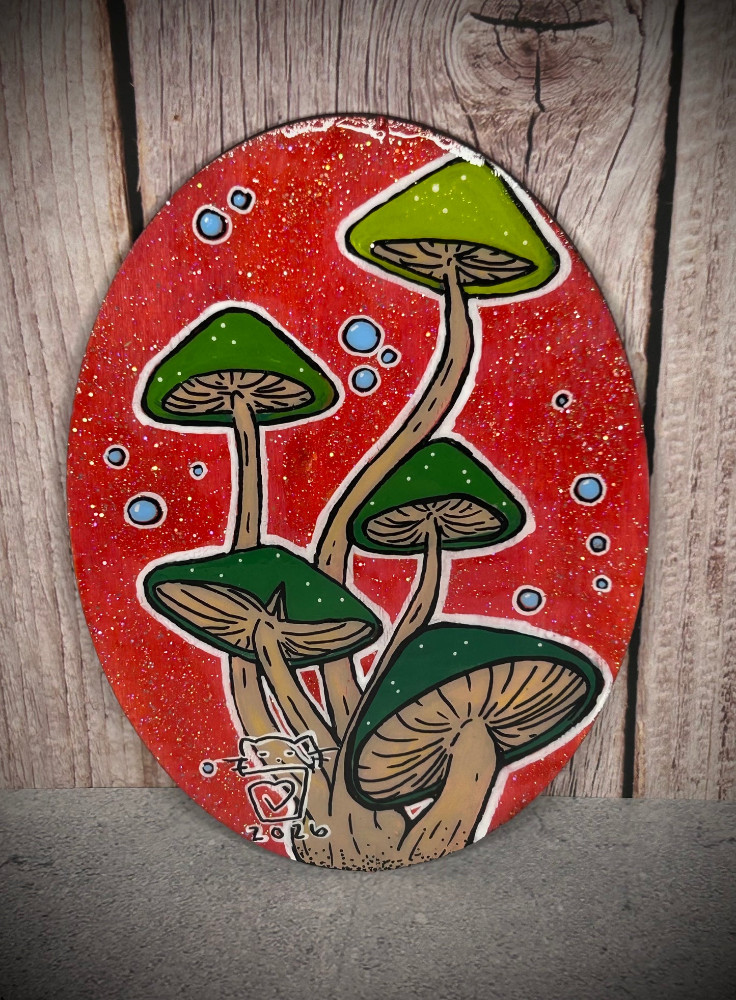 Green Mushroom Painting