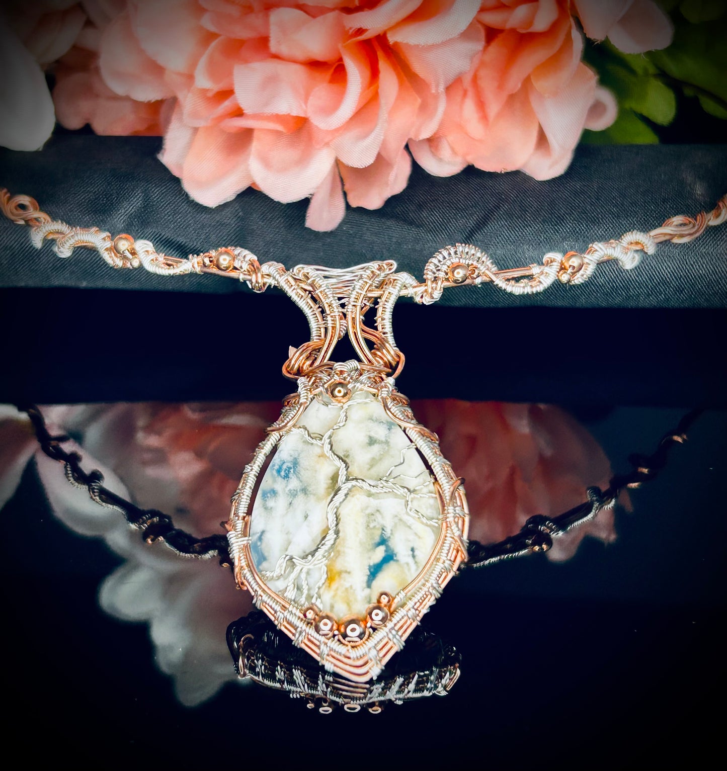 Plume Agate Doublet Tree of Life Choker