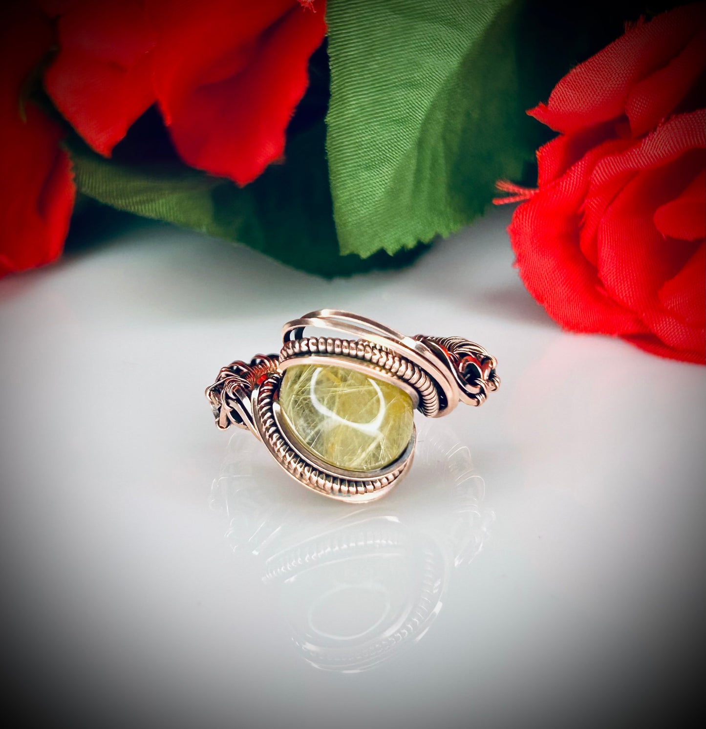 Golden Rutile Quartz Ring Size 9.5