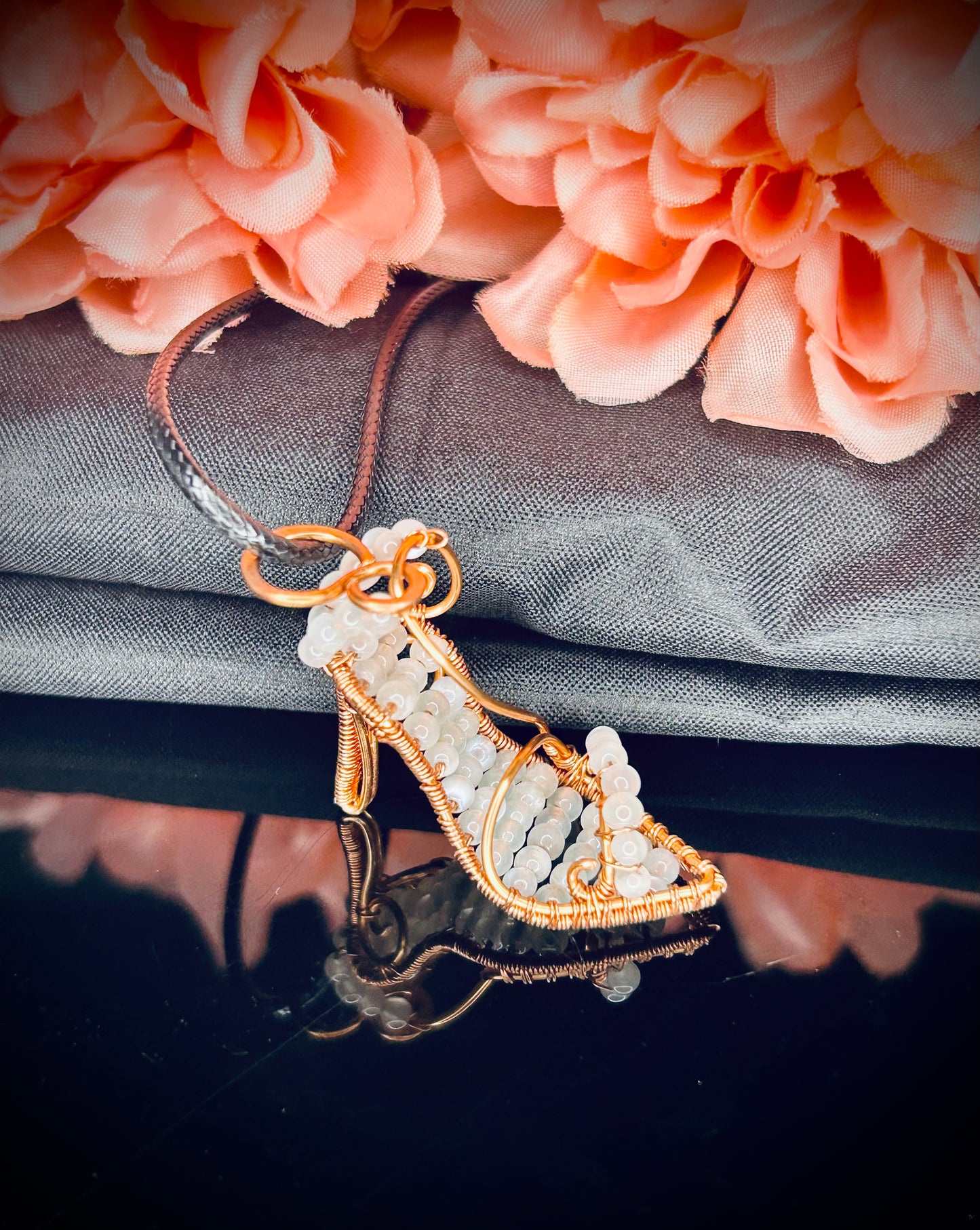 Copper Green Moonstone Shoe Pendant