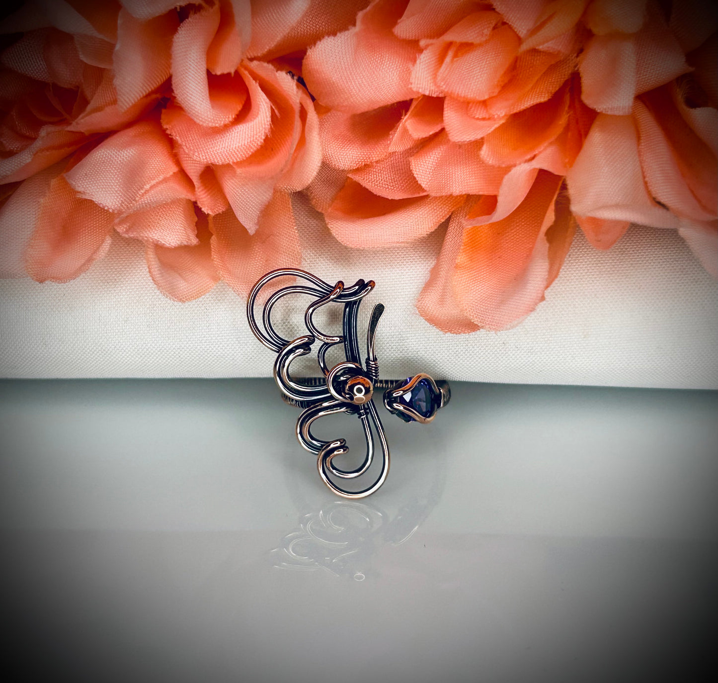 Copper Adjustable Butterfly Ring