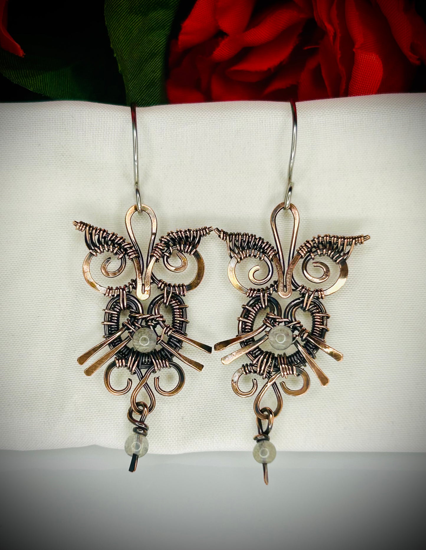 Labradorite Owl Earrings