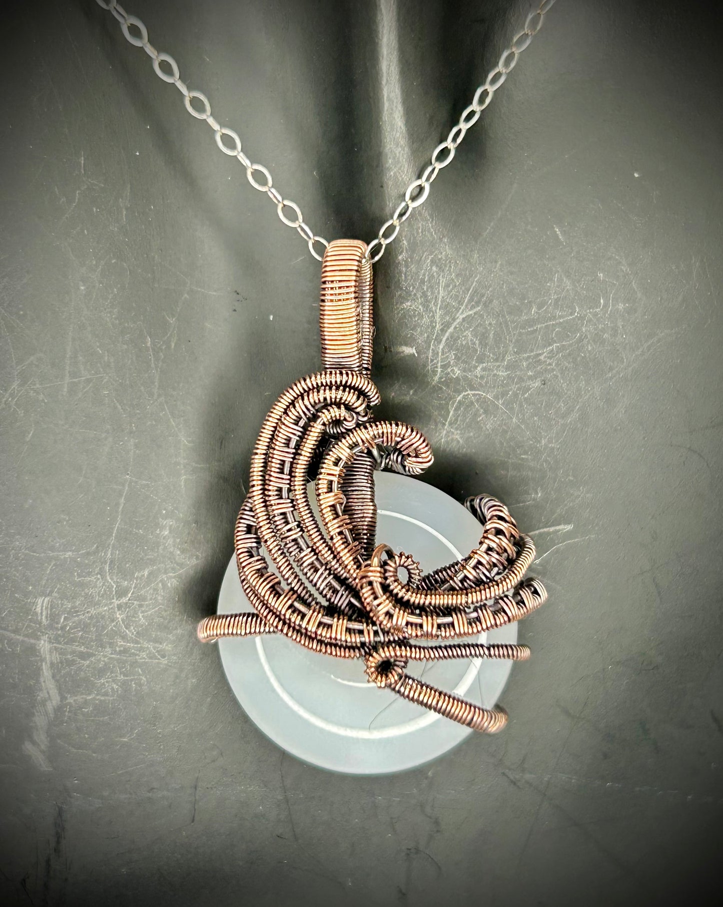 Copper Wave Donut Pendant