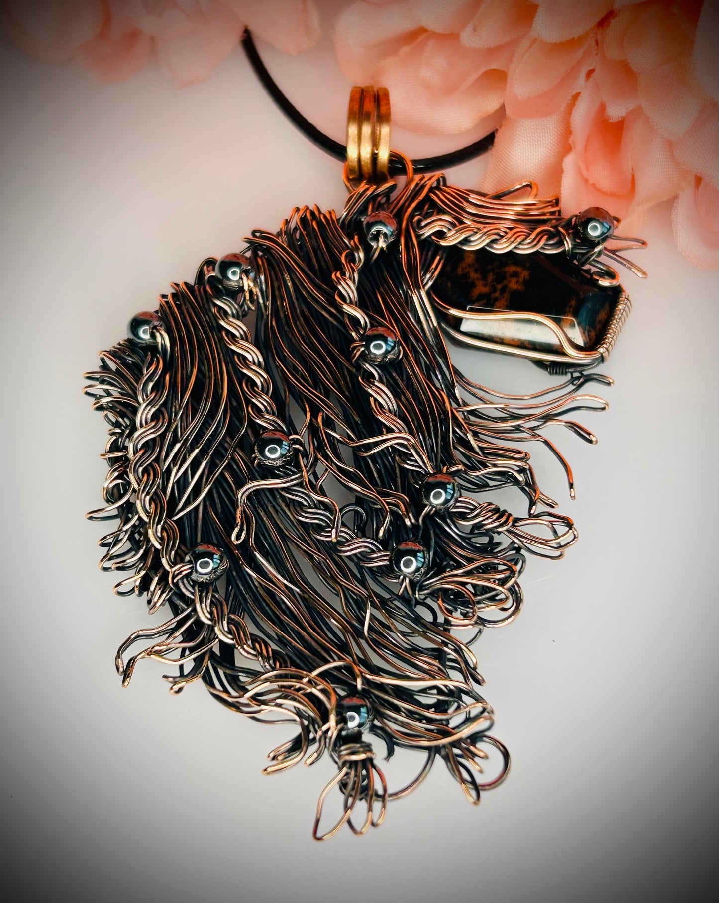 Mahogany Obsidian Horse Pendant