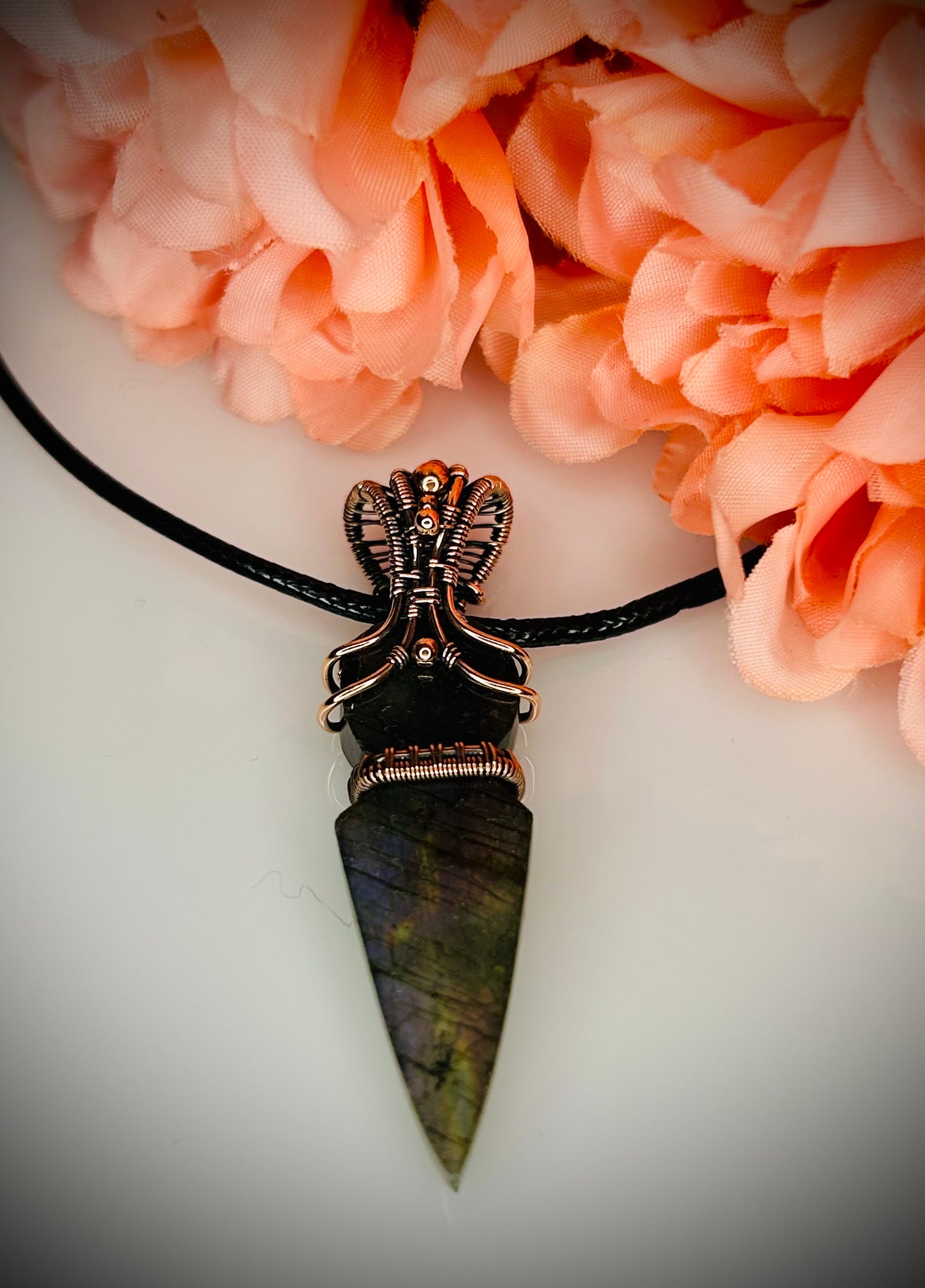 Copper Labradorite Kunai Reversible Pendant