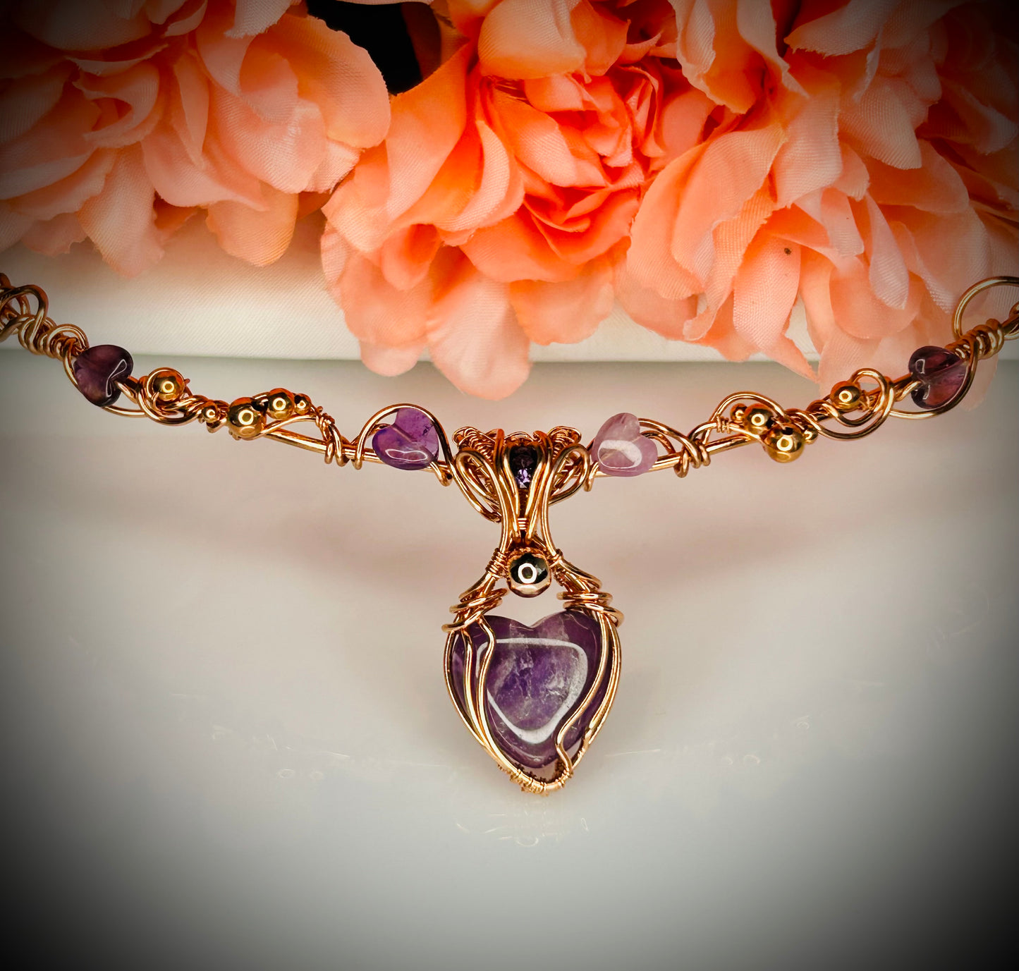 Amethyst Heart Choker