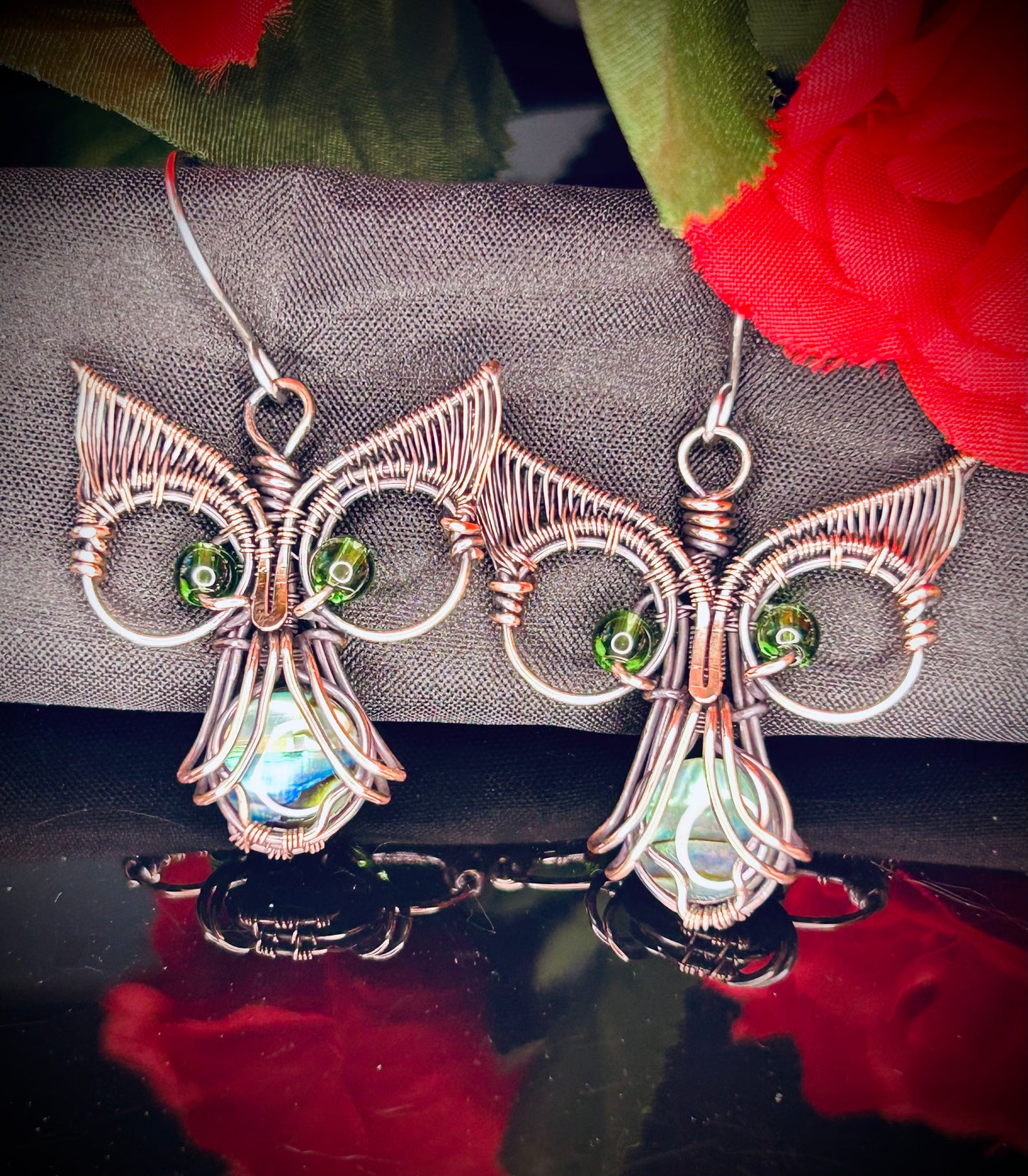 Abalone Shell Owl Earrings
