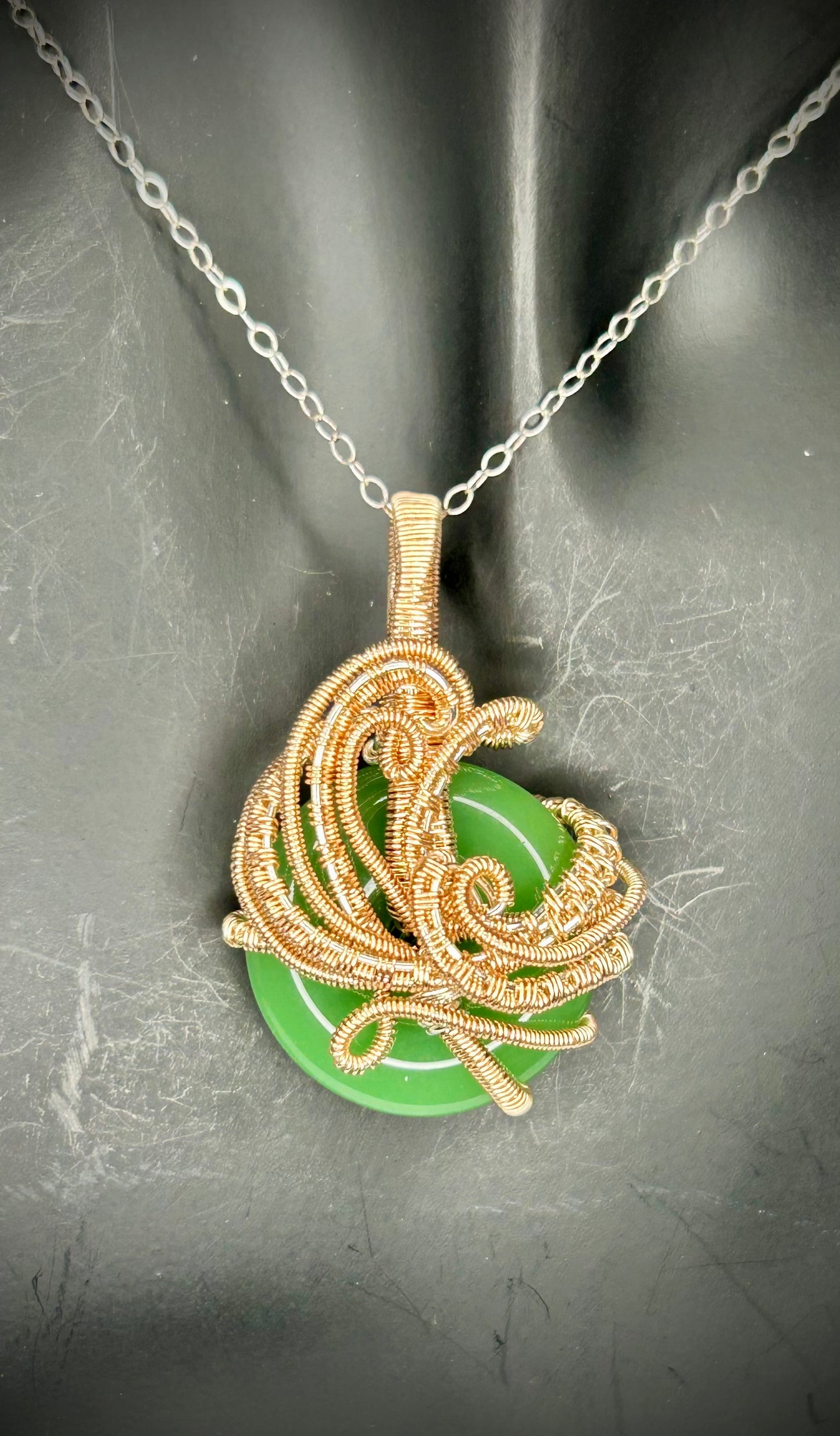 Silver/Rose Gold Wave Donut Pendant