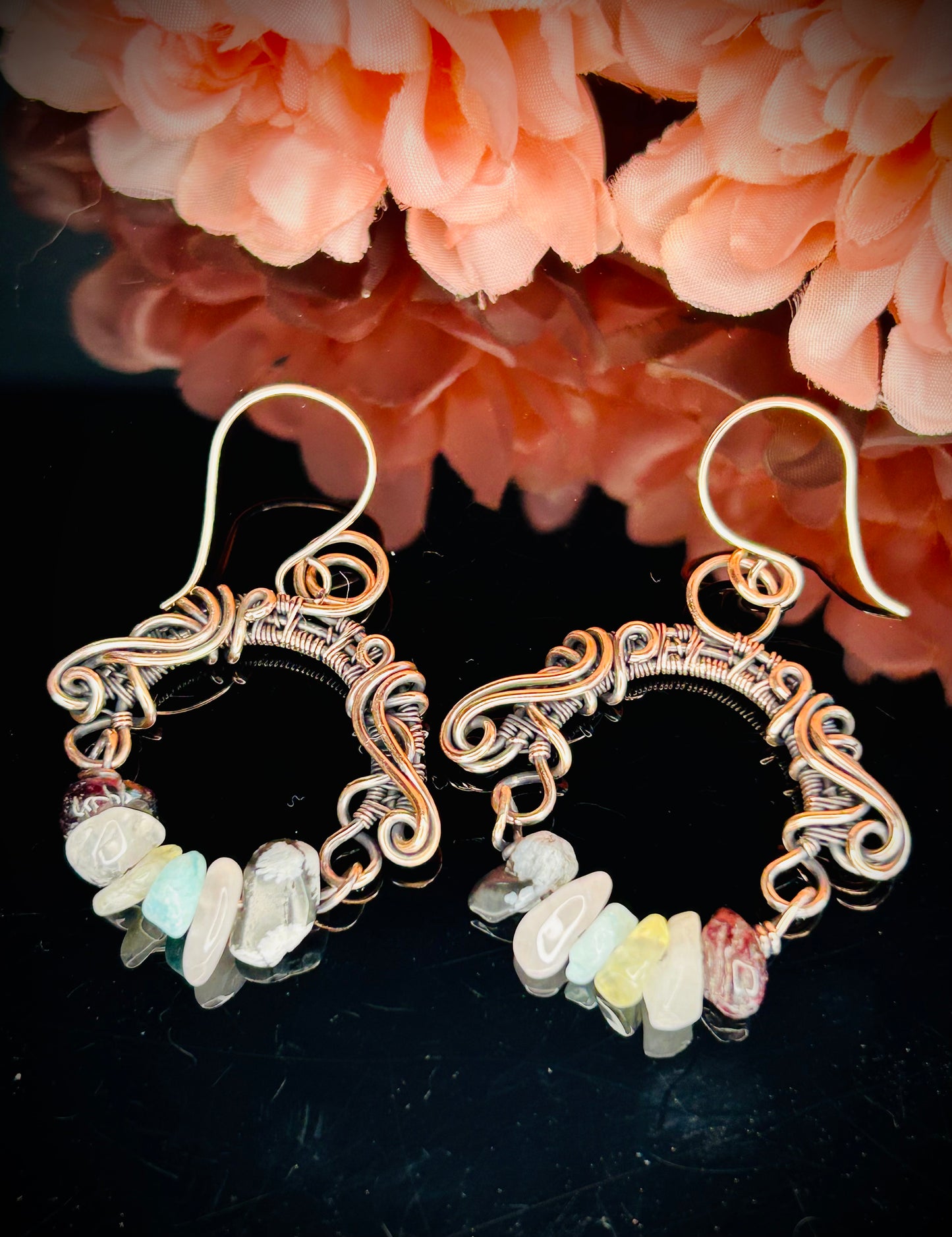 Copper Multi Stone Earrings