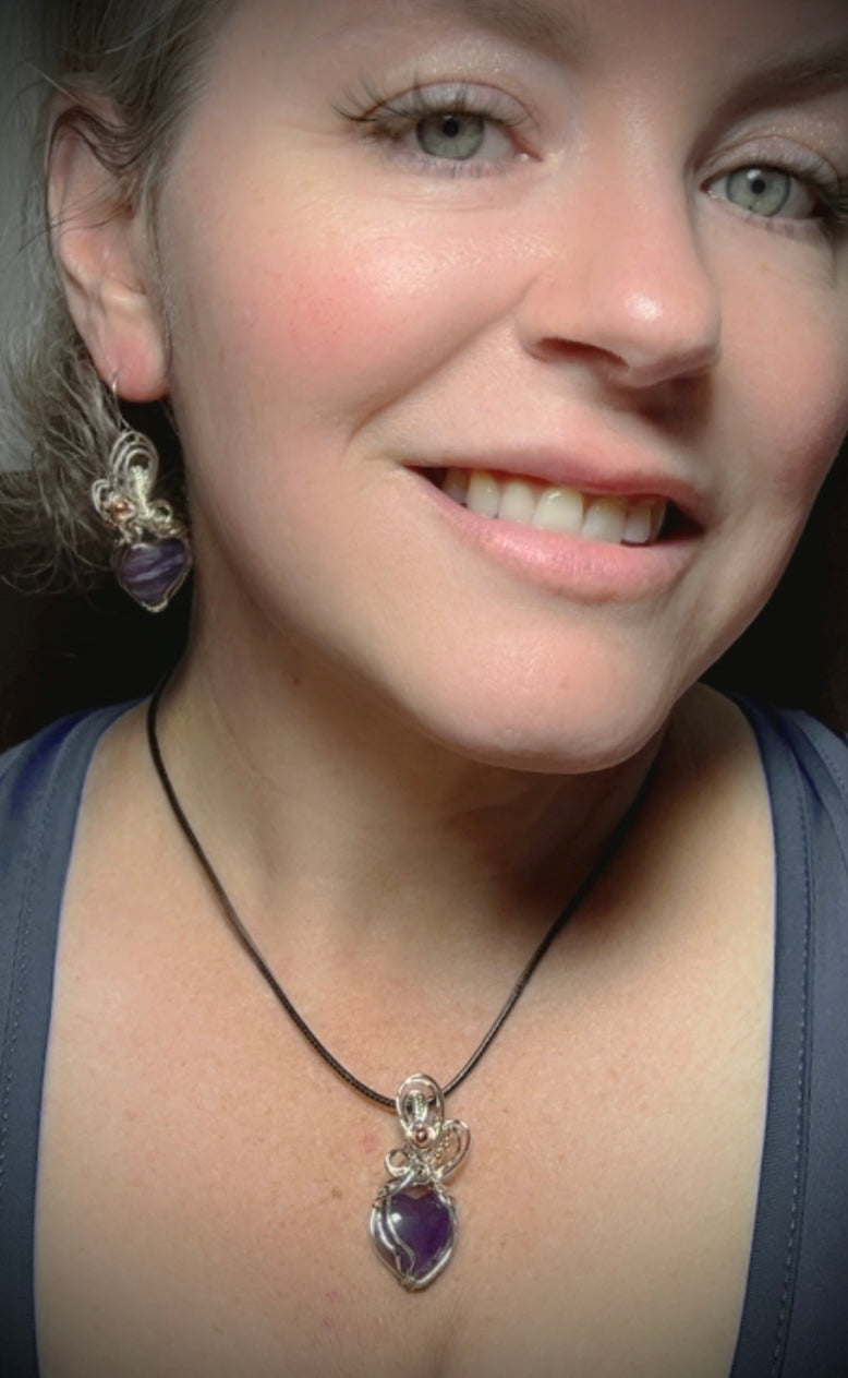 Heart Pendant and Earring set