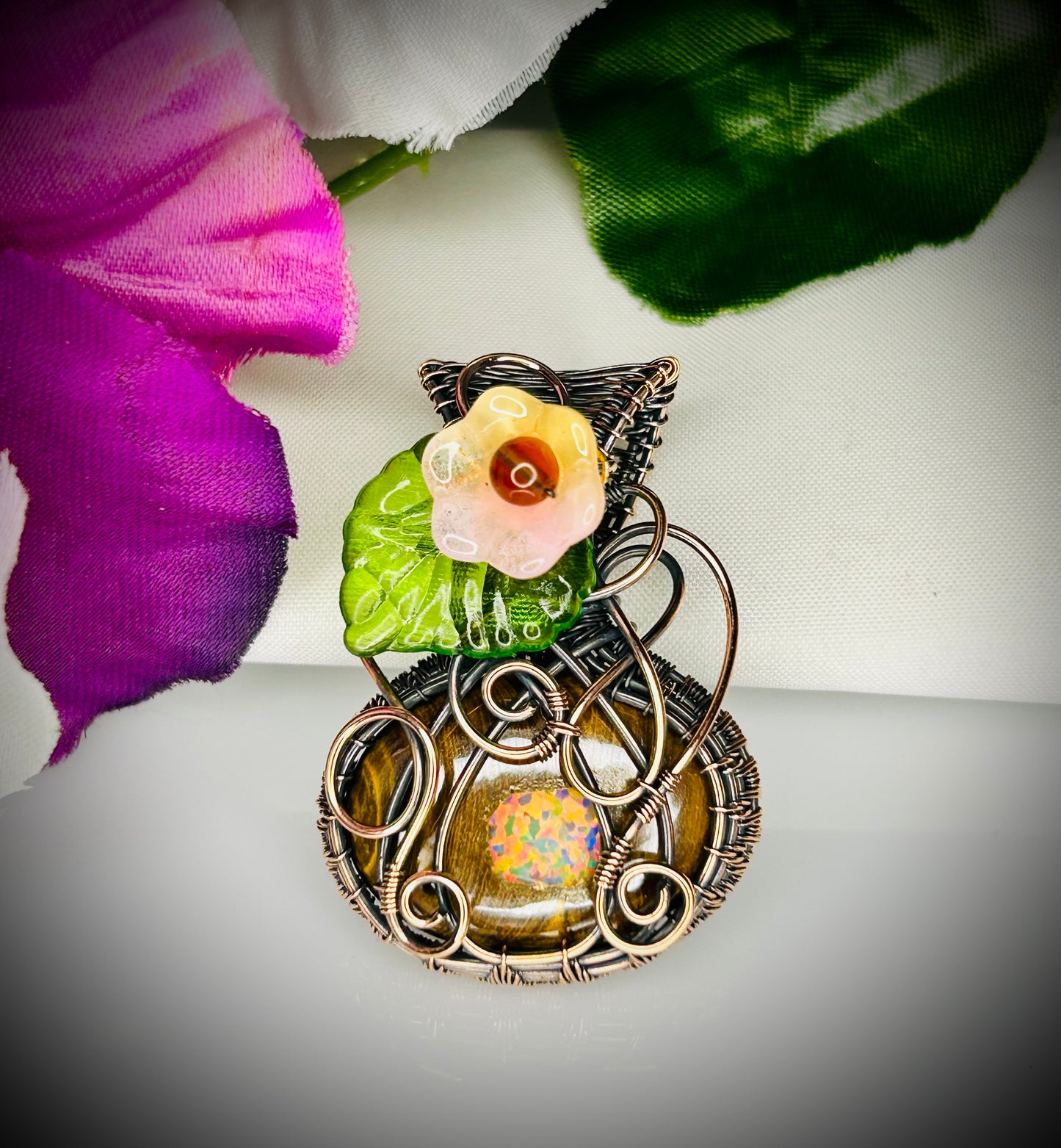 Boulder with Synthetic Opal Inlay Pumpkin