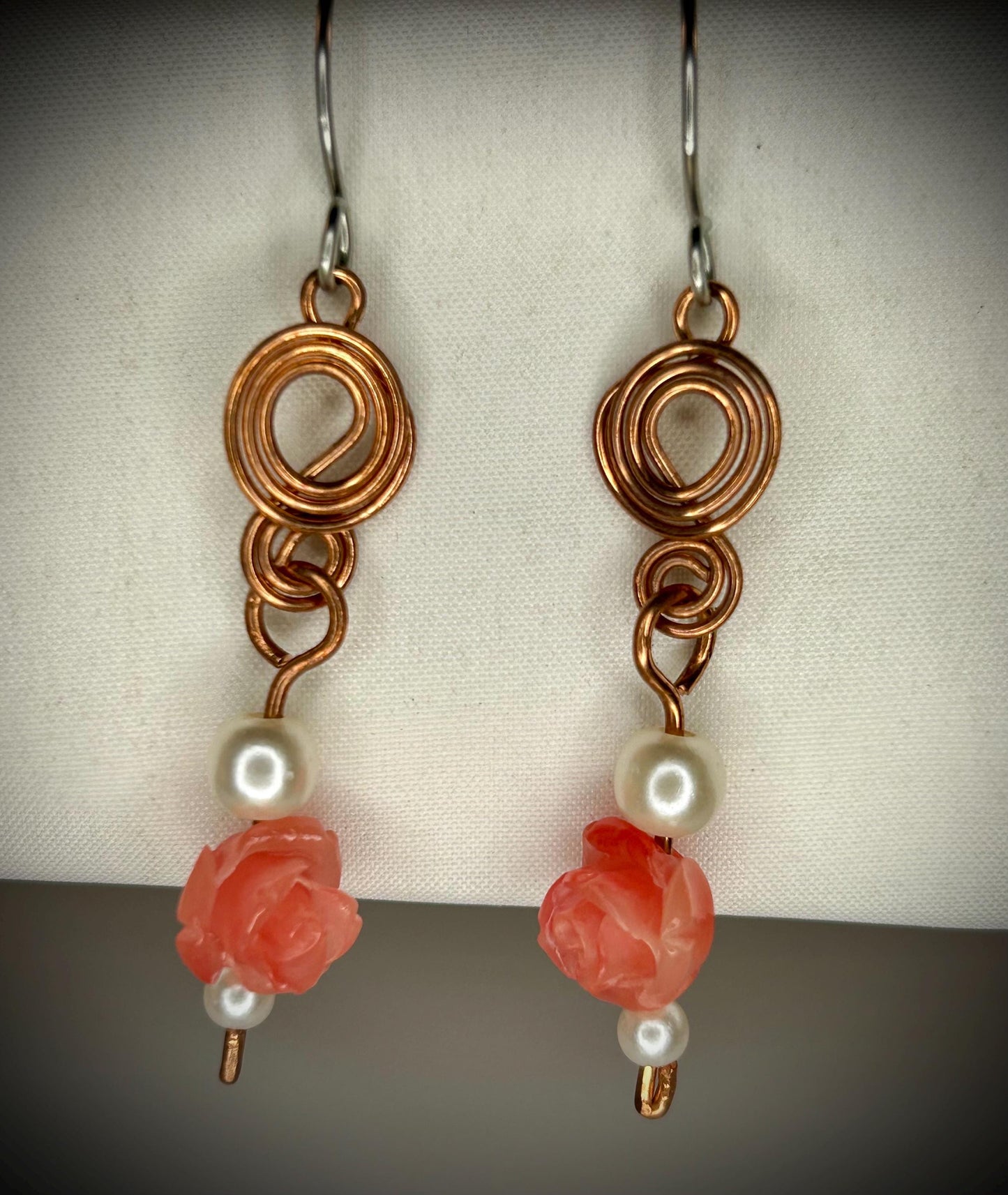Copper Swirl Rose Earrings