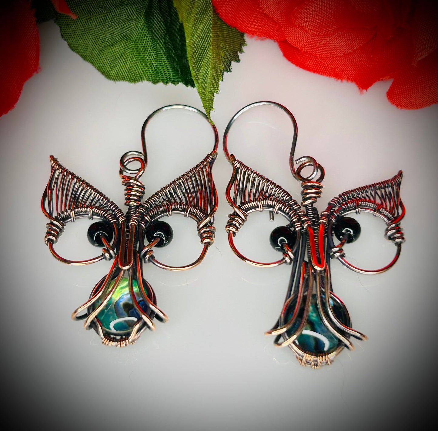 Abalone Shell Owl Earrings