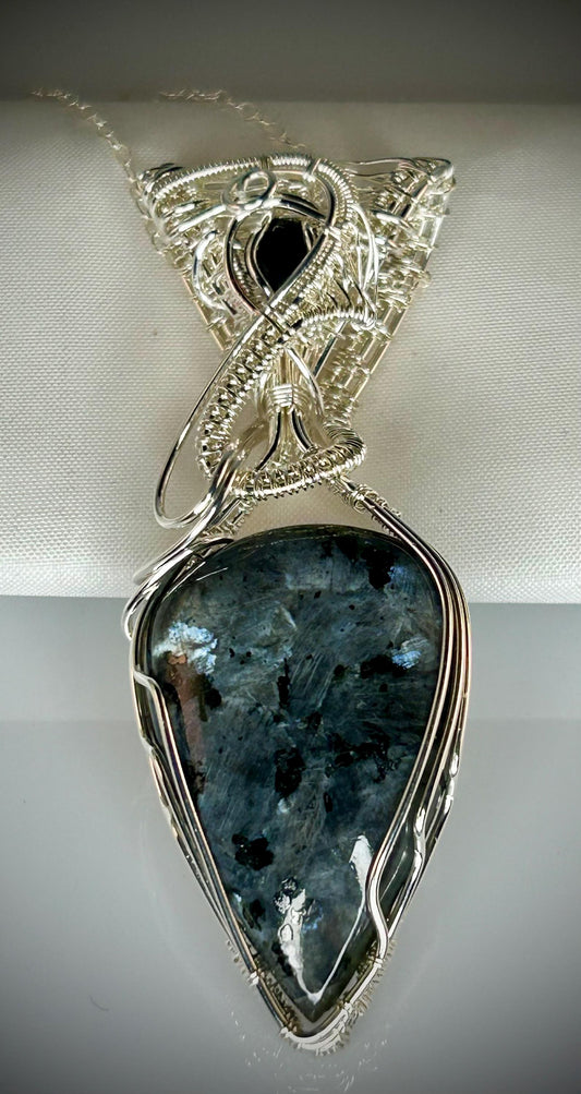 Silver Larvikite Pendant