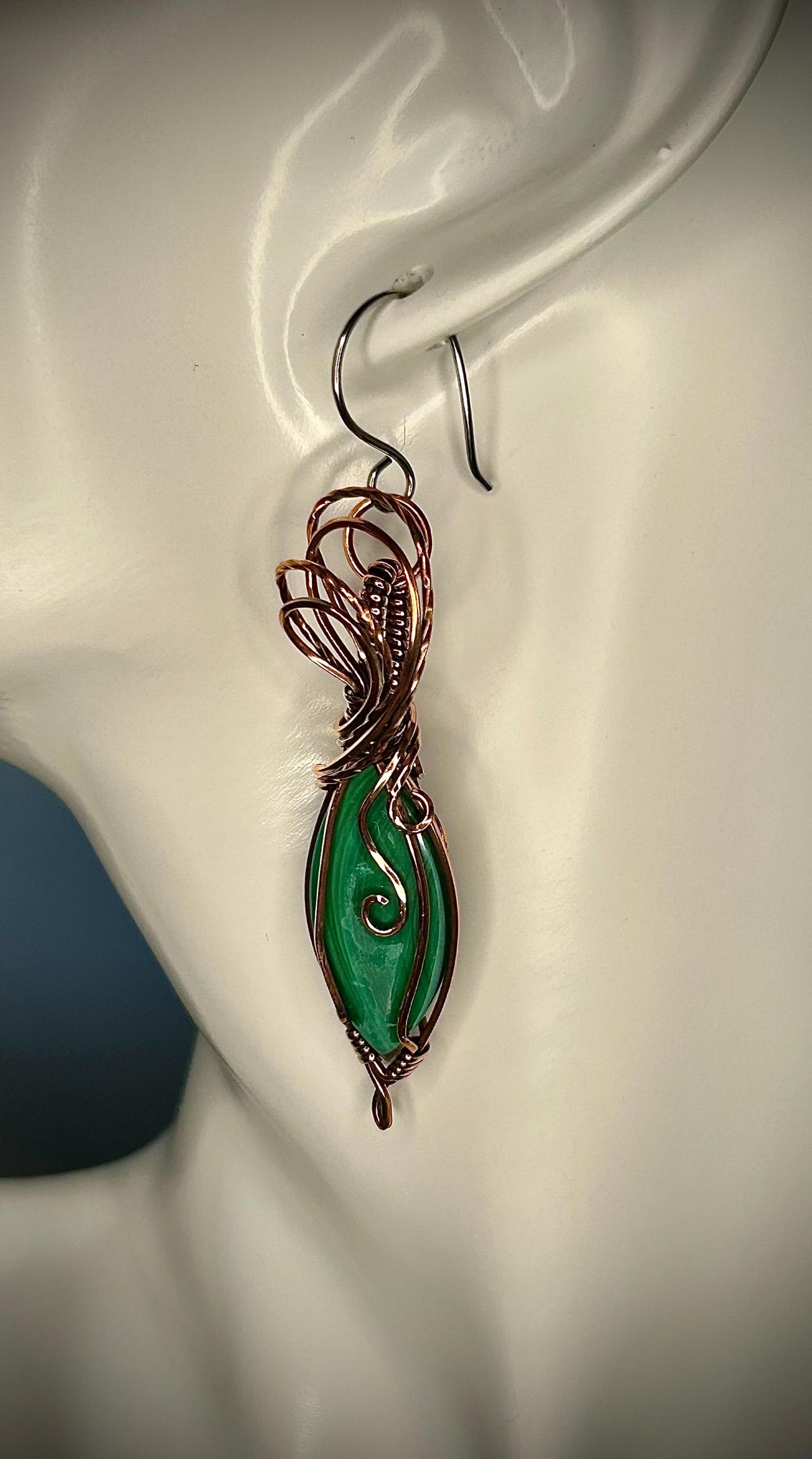 Copper Malachite Earrings