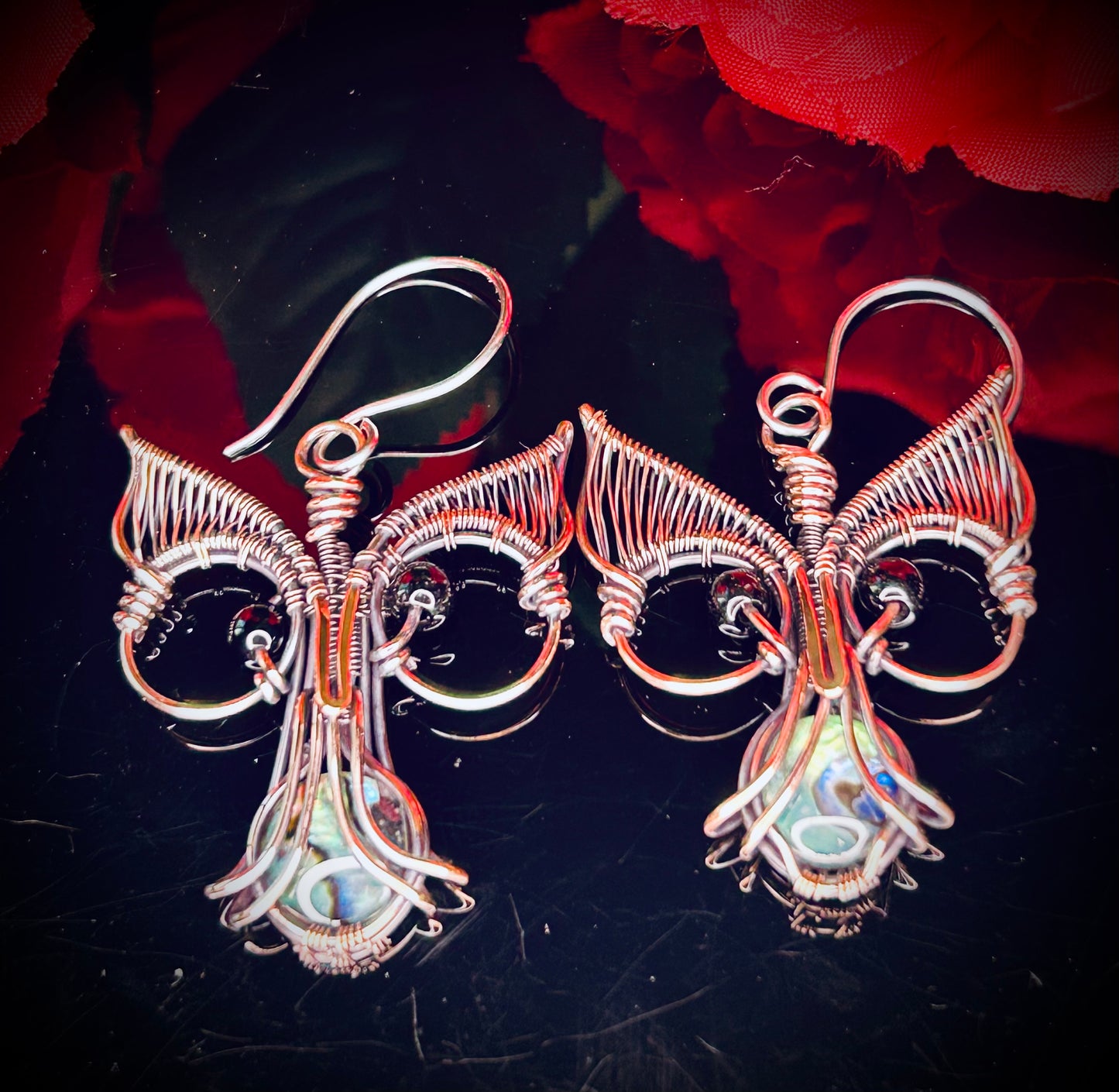 Abalone Shell Owl Earrings
