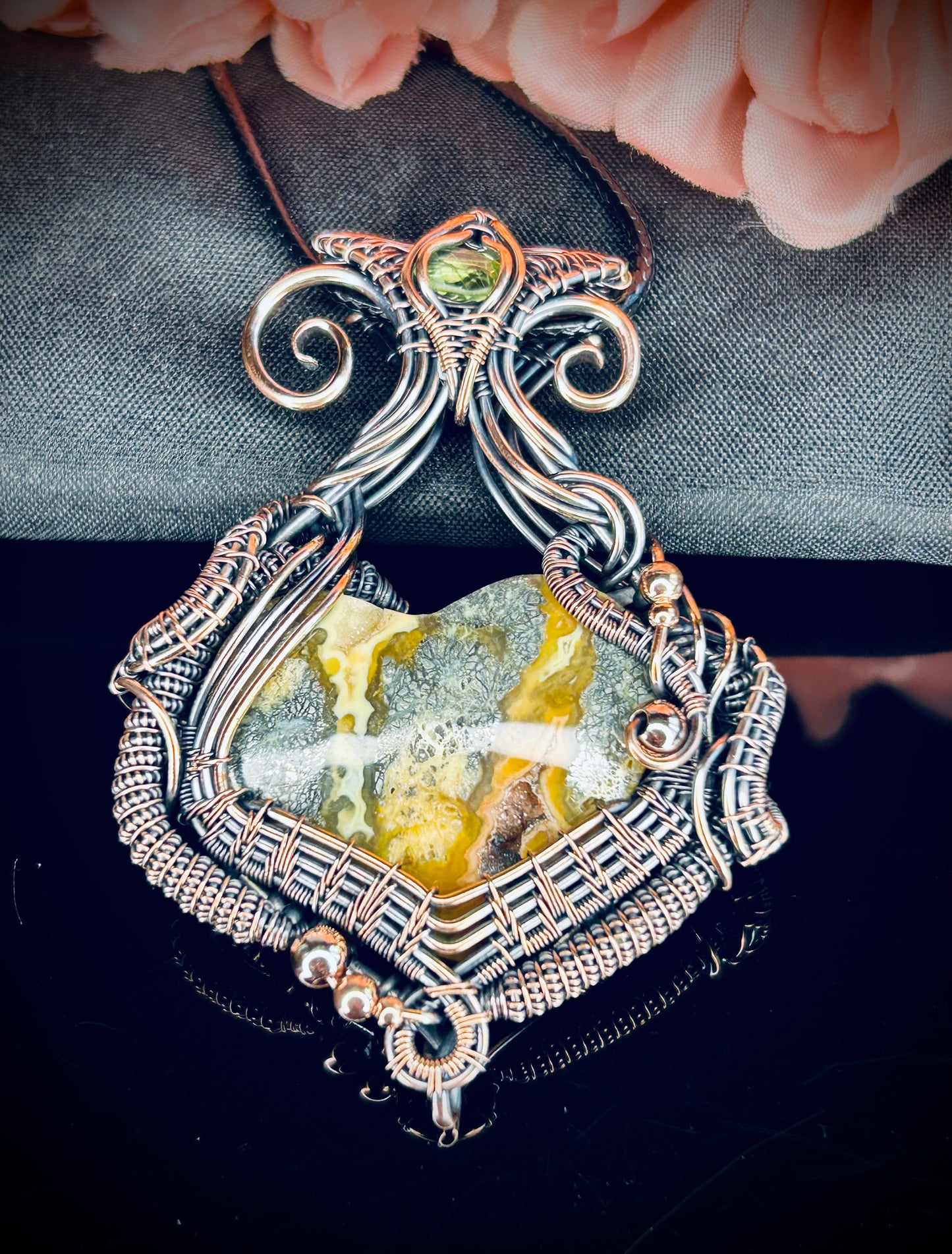 Marcasite Heart & Peridot Pendant