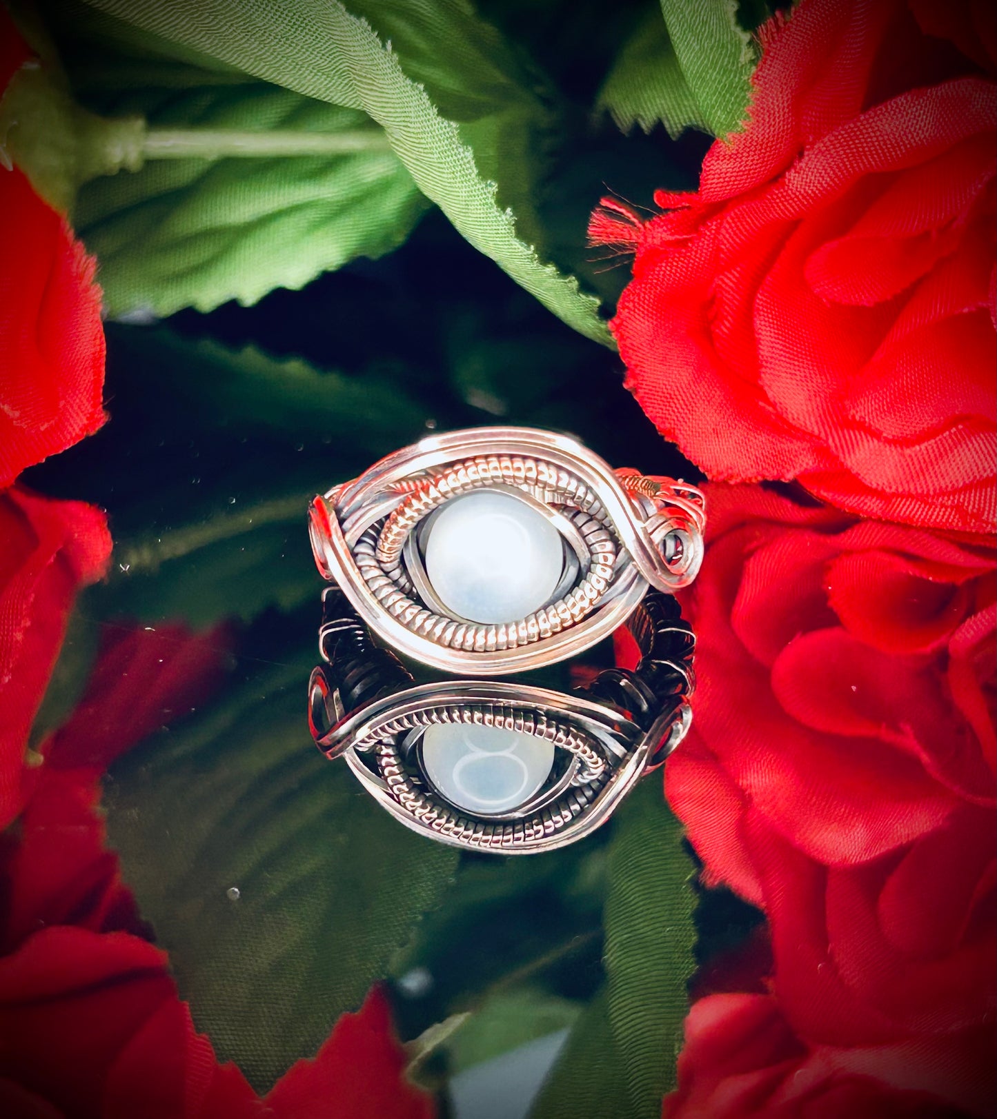 White Moonstone Ring Size 7