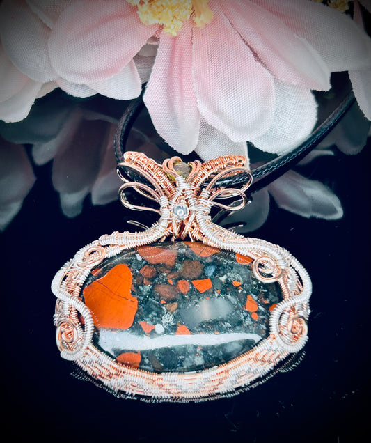 Copper/Silver Bloodstone Pendant