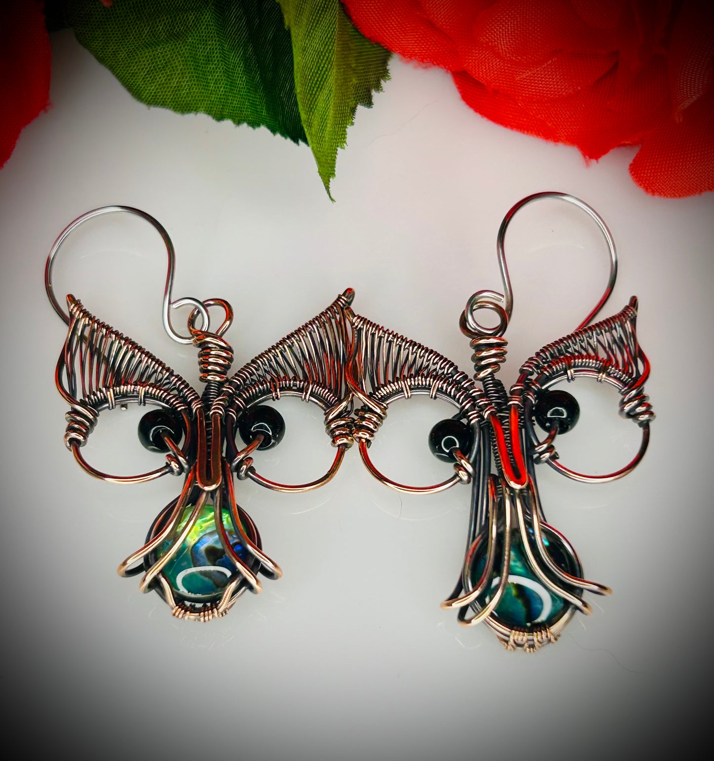 Abalone Shell Owl Earrings