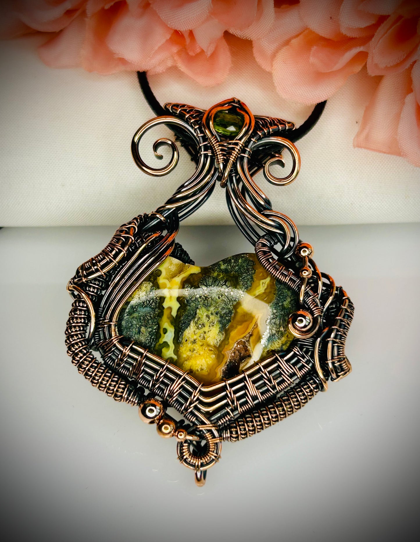 Marcasite Heart & Peridot Pendant