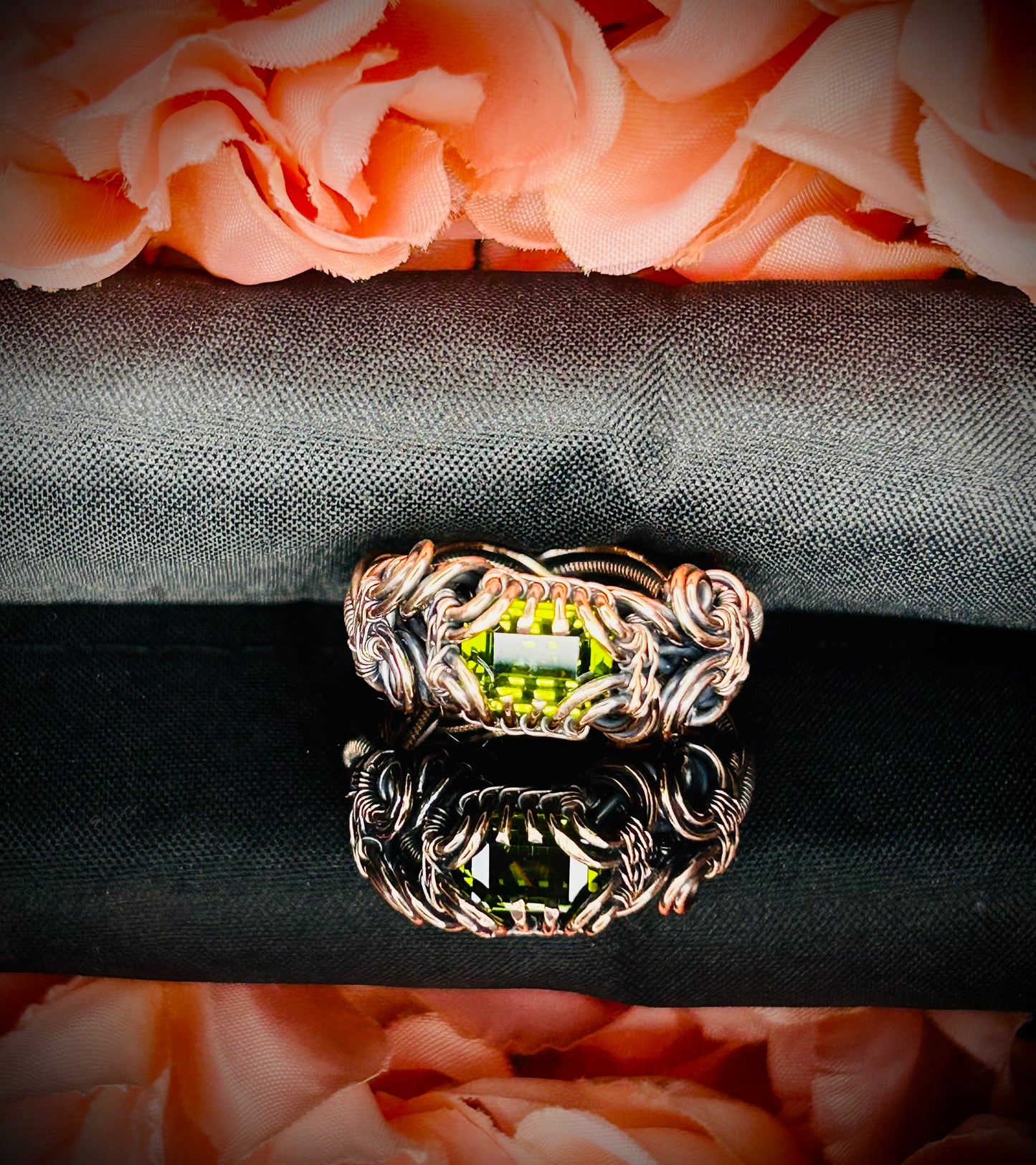 Copper Emerald Cut Cubic Zirconia Ring size 8