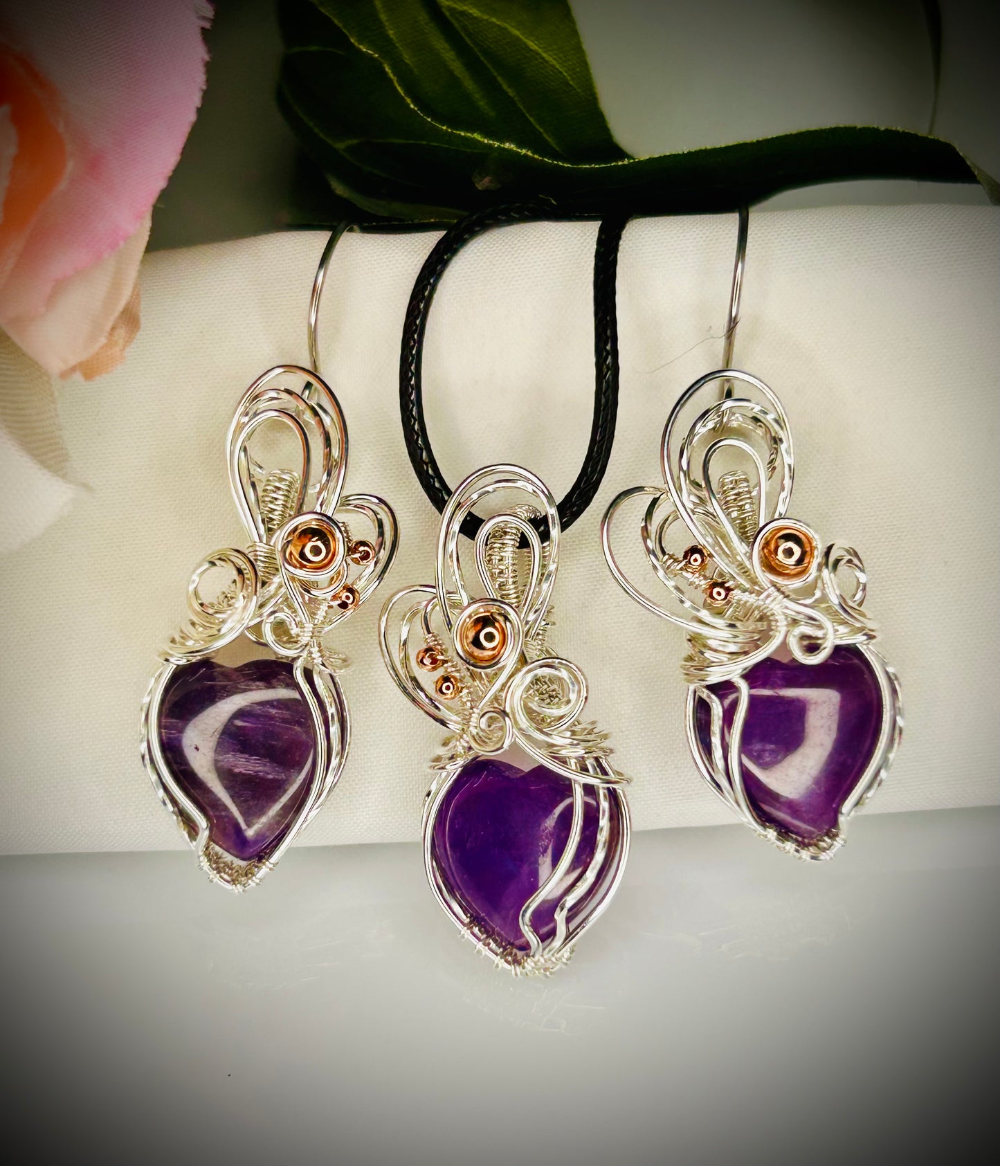 Heart Pendant and Earring set