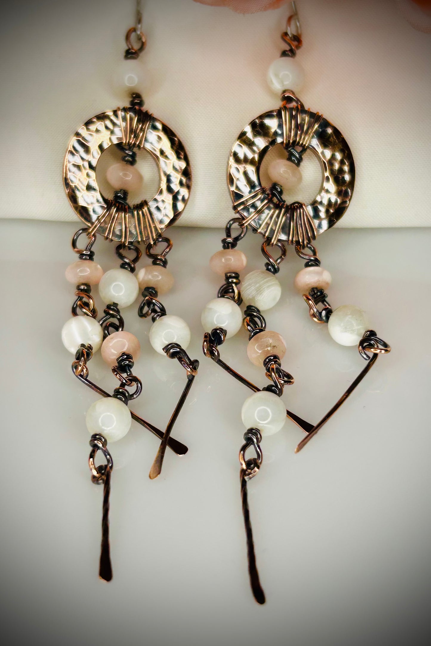 Copper Washer Mother of Pearl Earrings